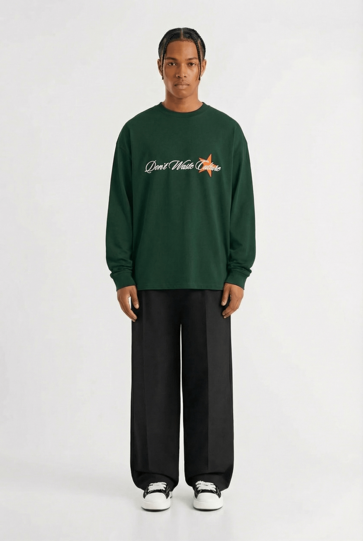 Don't Waste Culture Unisa Long Sleeve- Melange Green