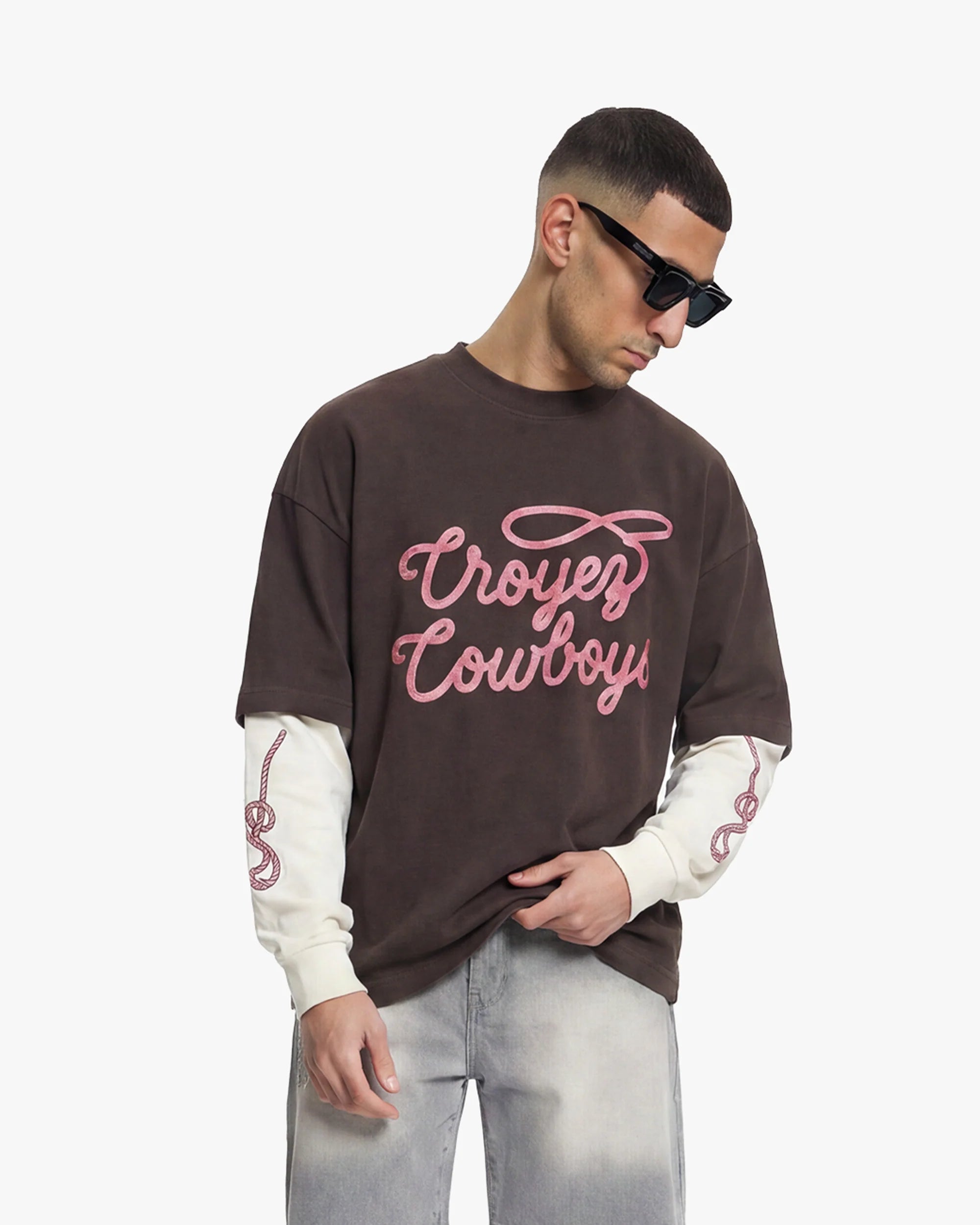 Croyez Cowboys Double Sleeve Longsleeve - Washed Brown