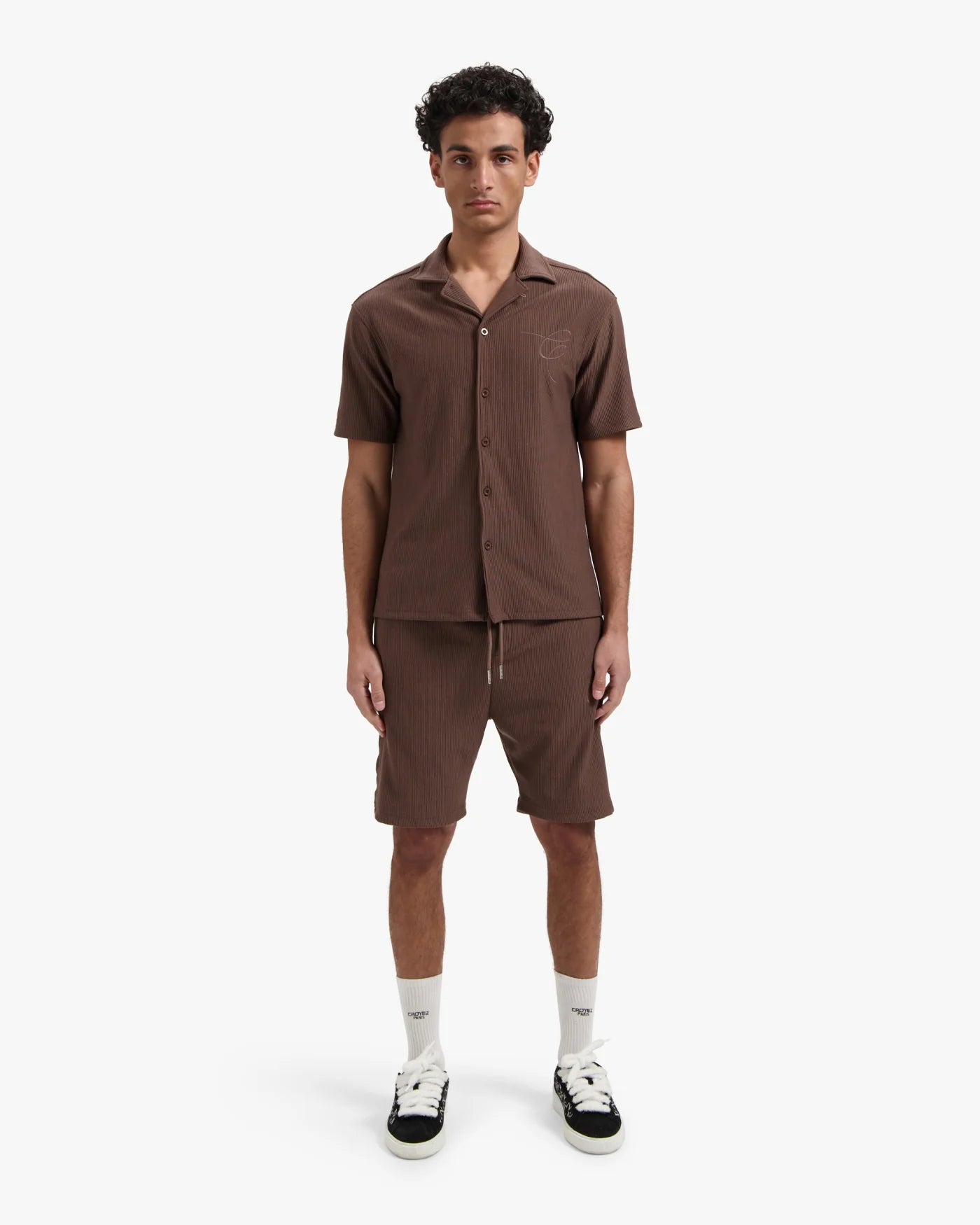 Croyez Ribbed Shorts- Brown