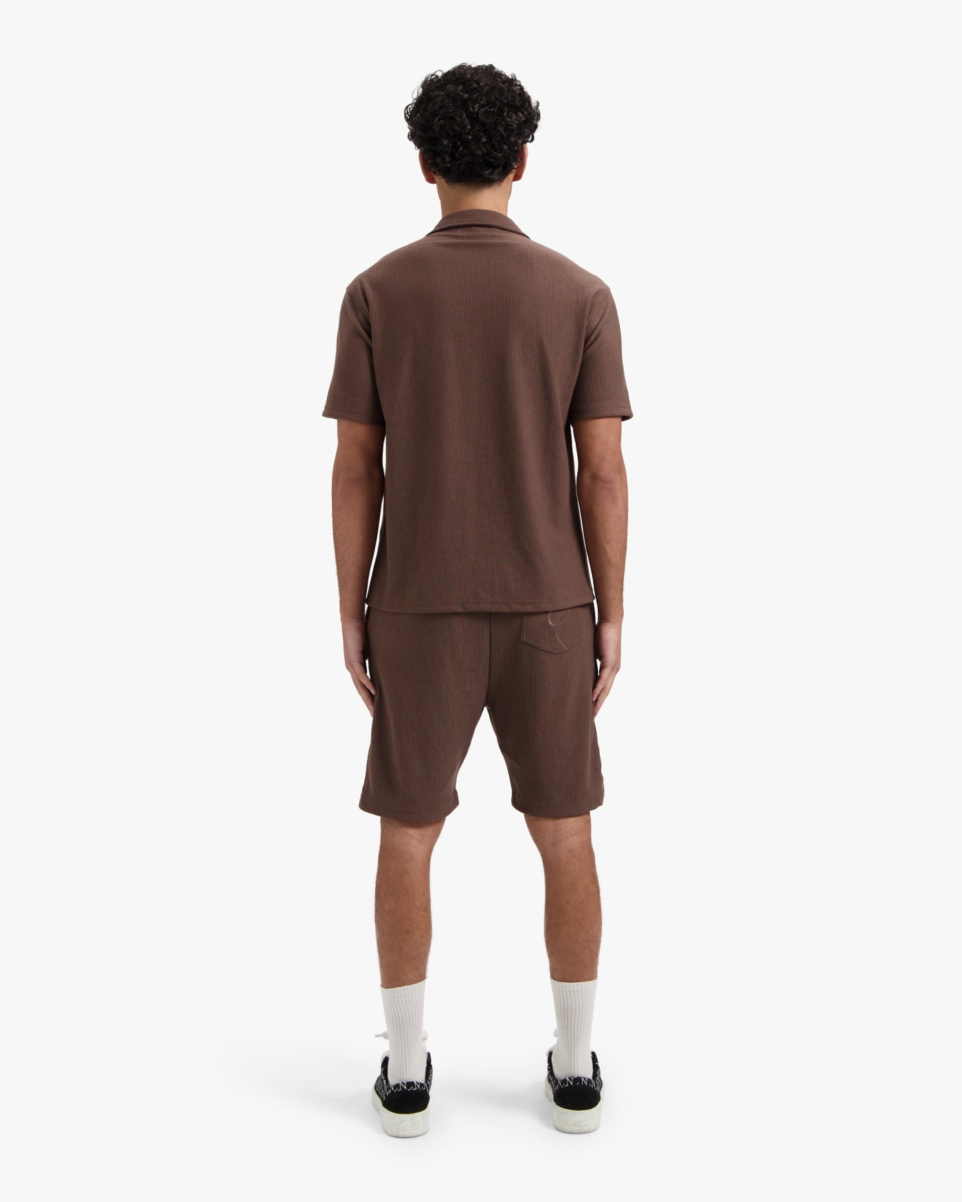 Croyez Ribbed Shorts- Brown