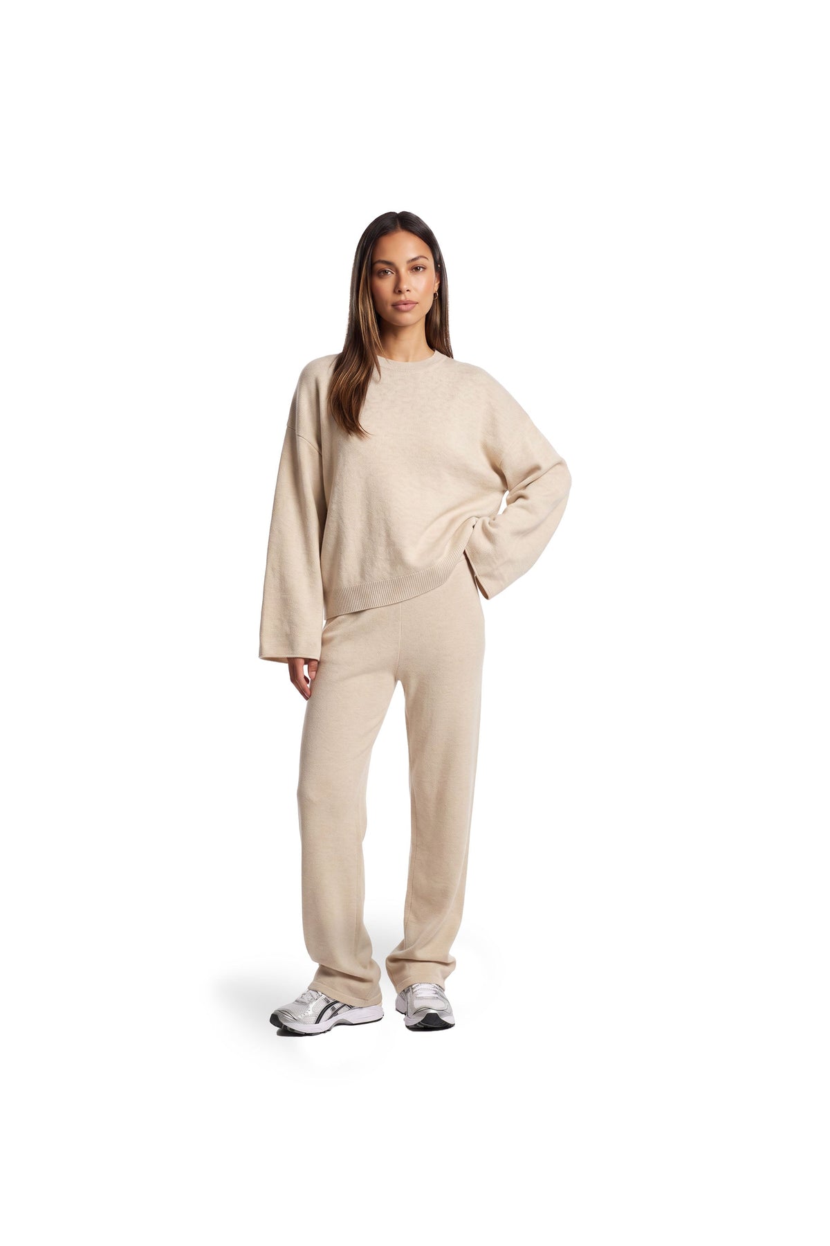 Malelions Women Knitted Pants- Beige