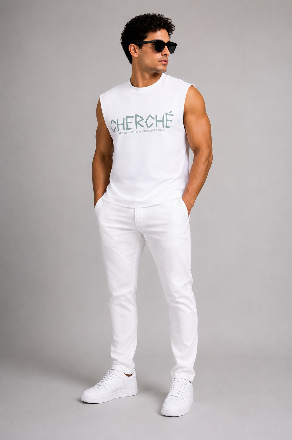 Cherché Sleeveless Tee- White