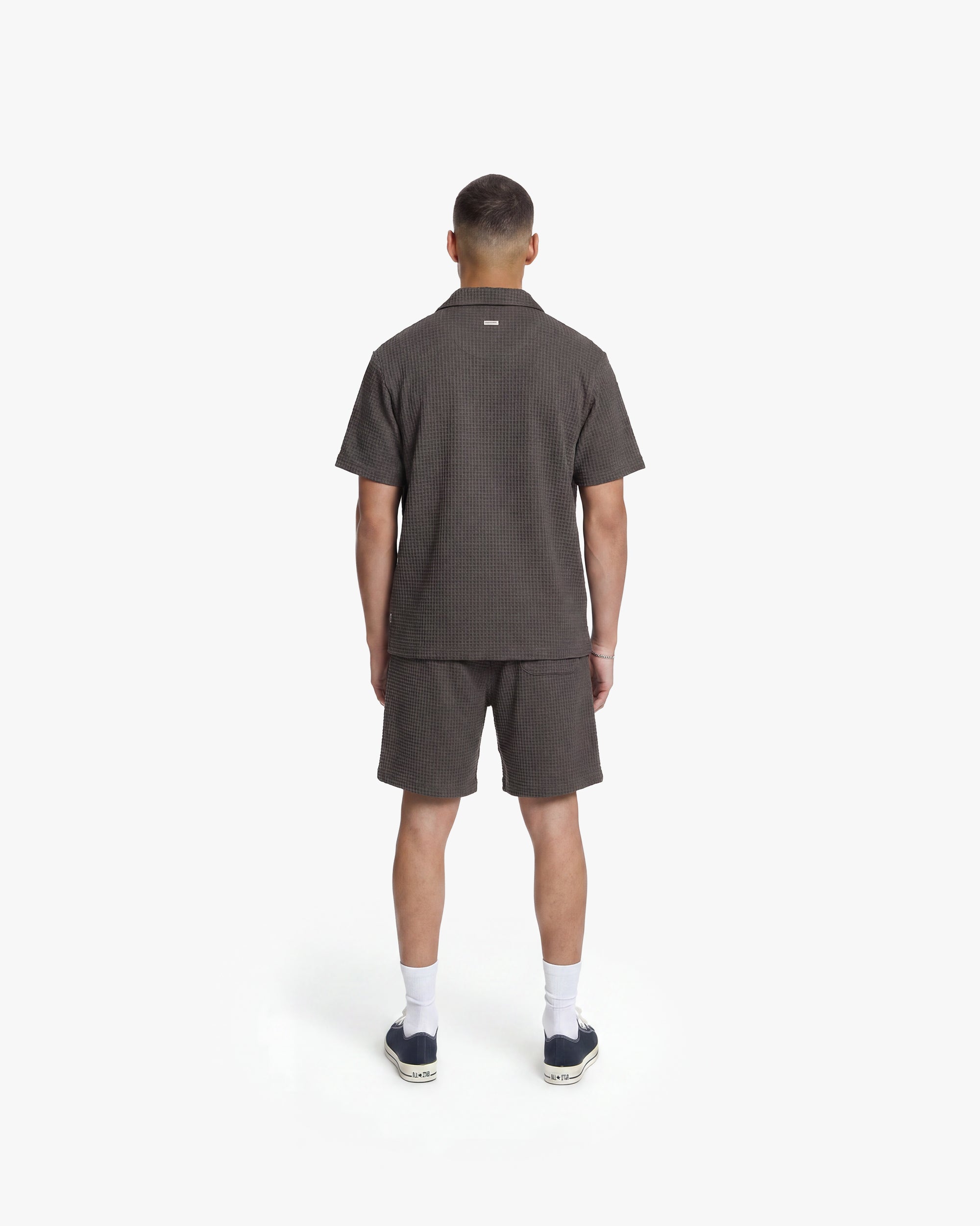 Croyez Initial Waffle Shorts- Washed Brown