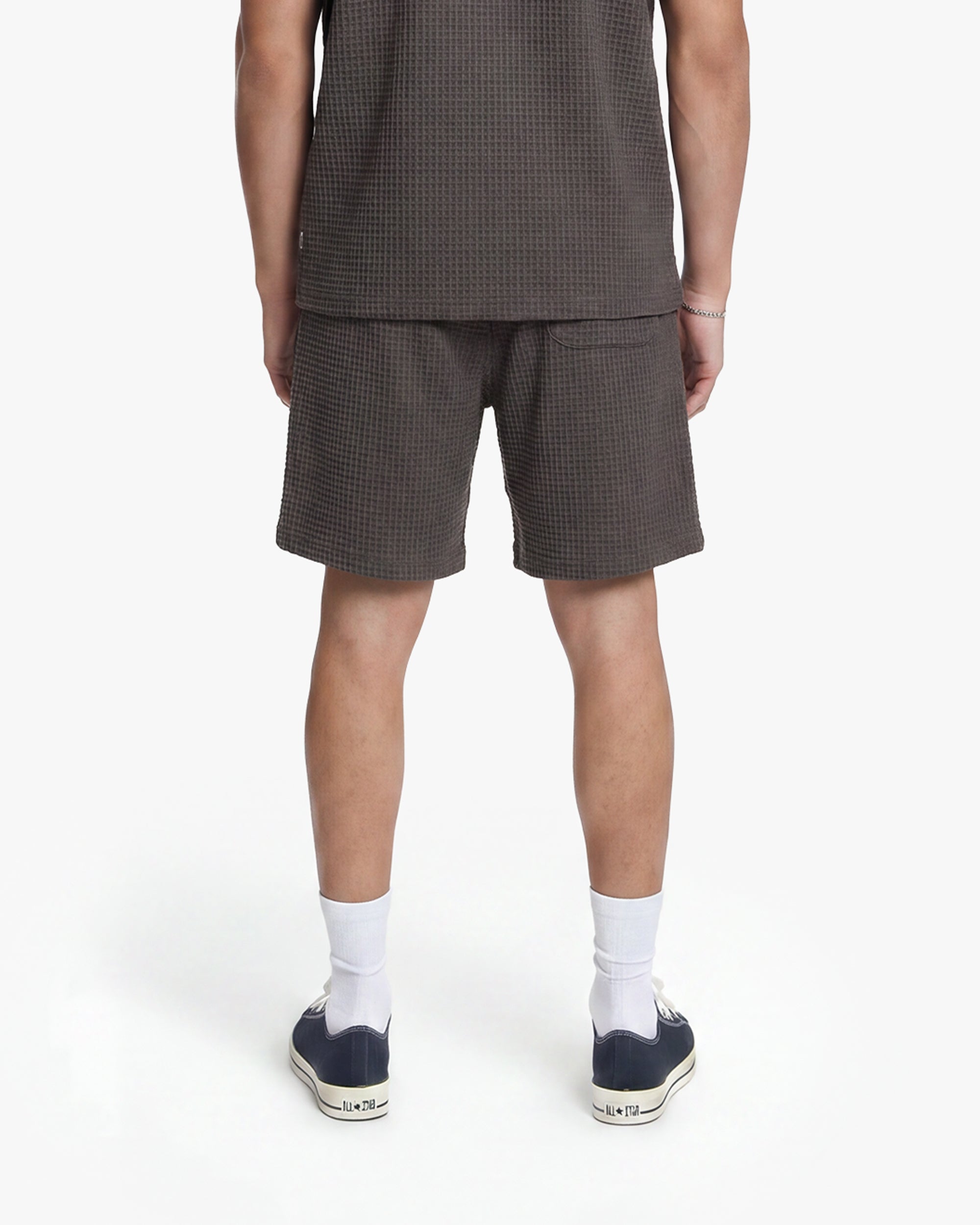 Croyez Initial Waffle Shorts- Washed Brown