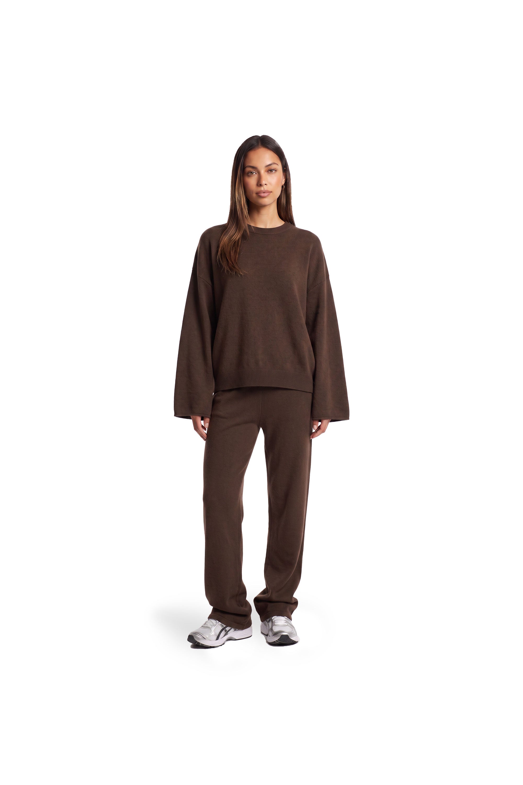 Malelions Women Oversized Knitted Sweater- Dark Brown