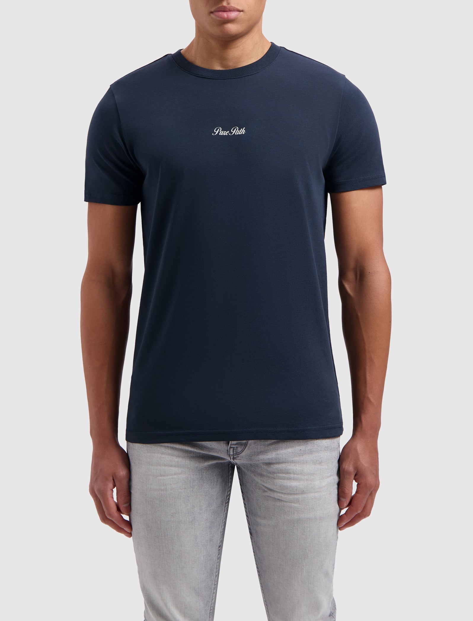 Pure Path Monogram Back Print T-shirt Donkerblauw