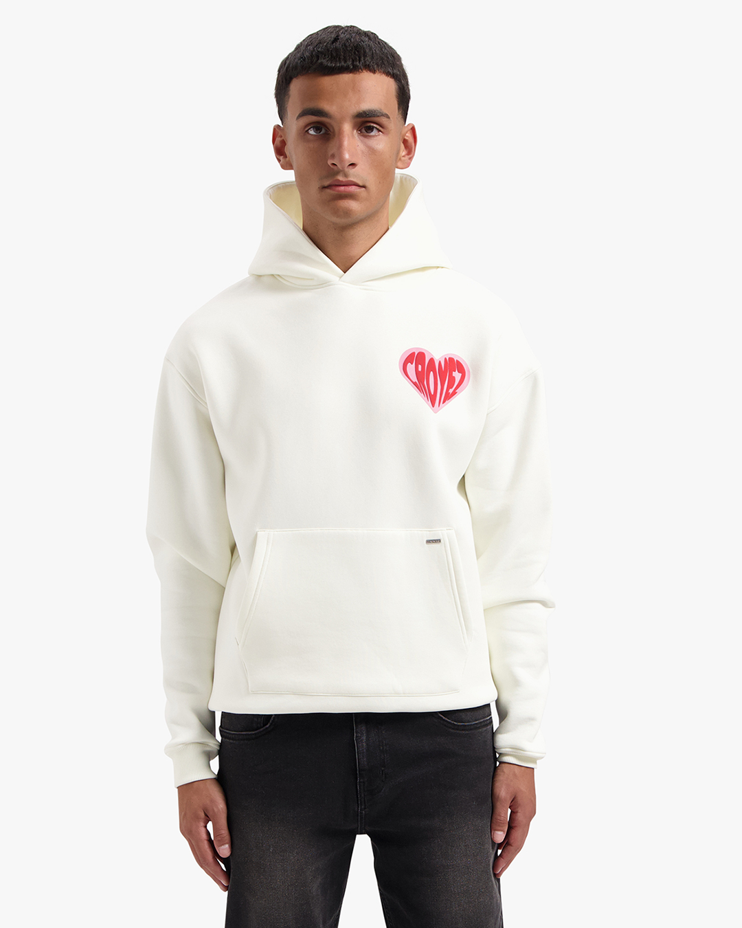 Croyez Puffed Heart Hoodie- Off White