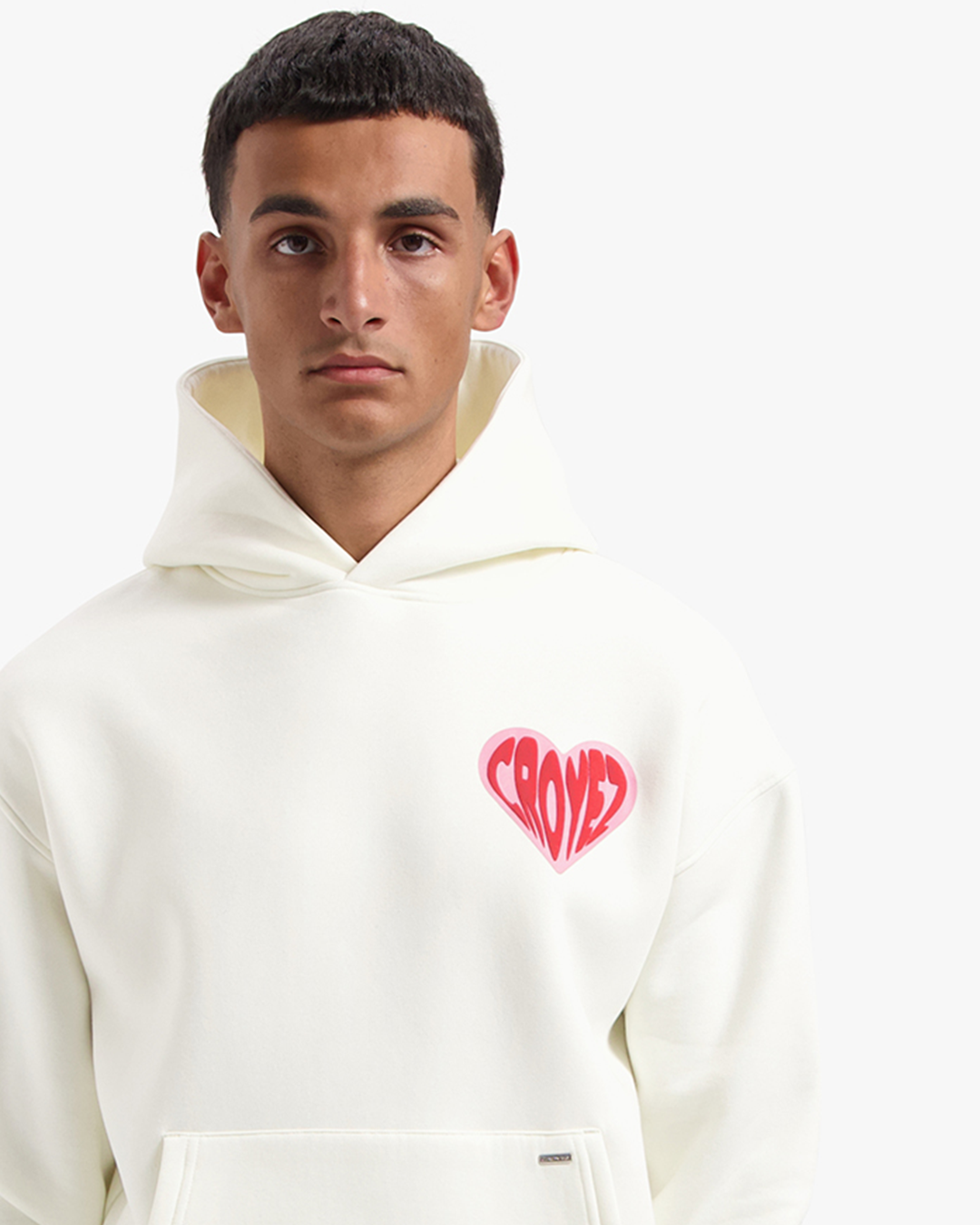 Croyez Puffed Heart Hoodie- Off White