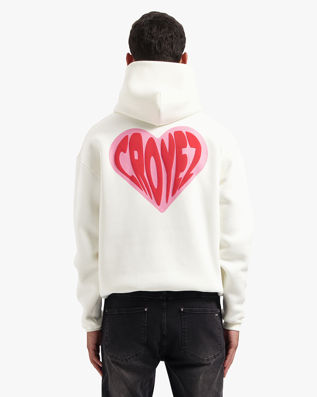 Croyez Puffed Heart Hoodie- Off White