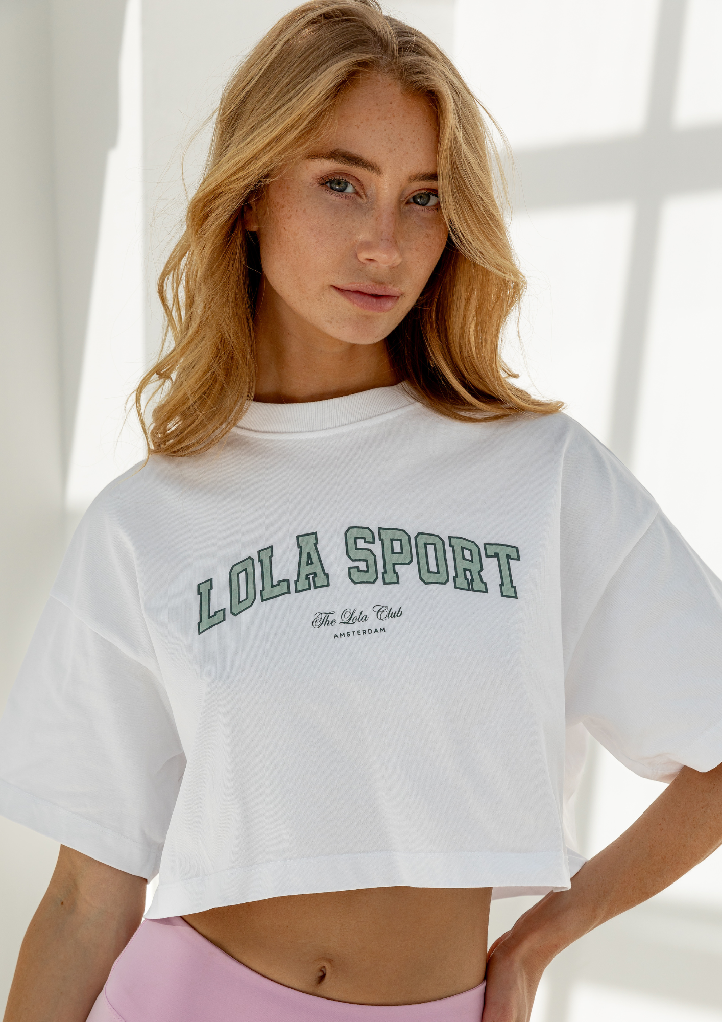 The Lola Club Kailey Tee- White/Sage