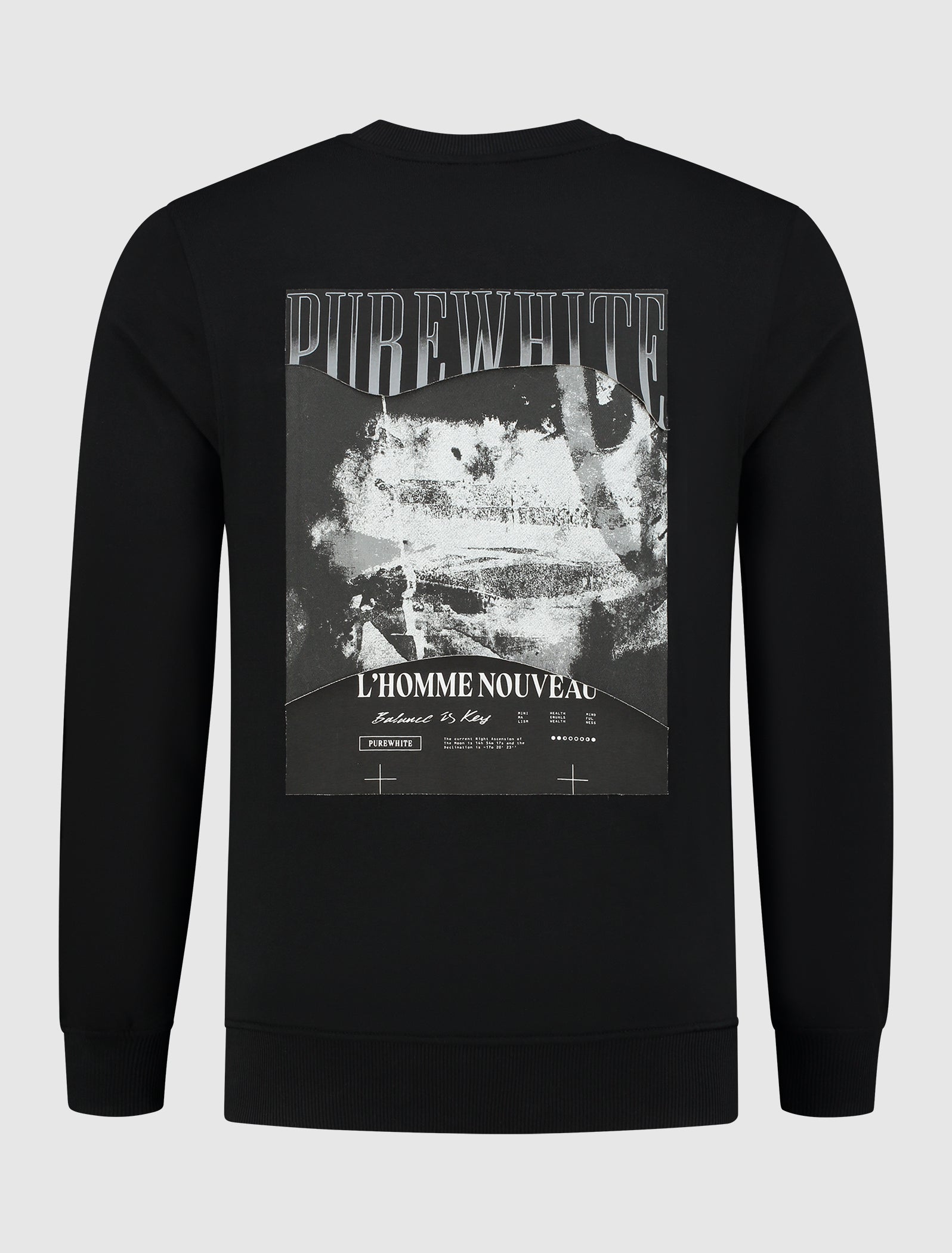 Purewhite Torn Graphic Print Sweater Zwart