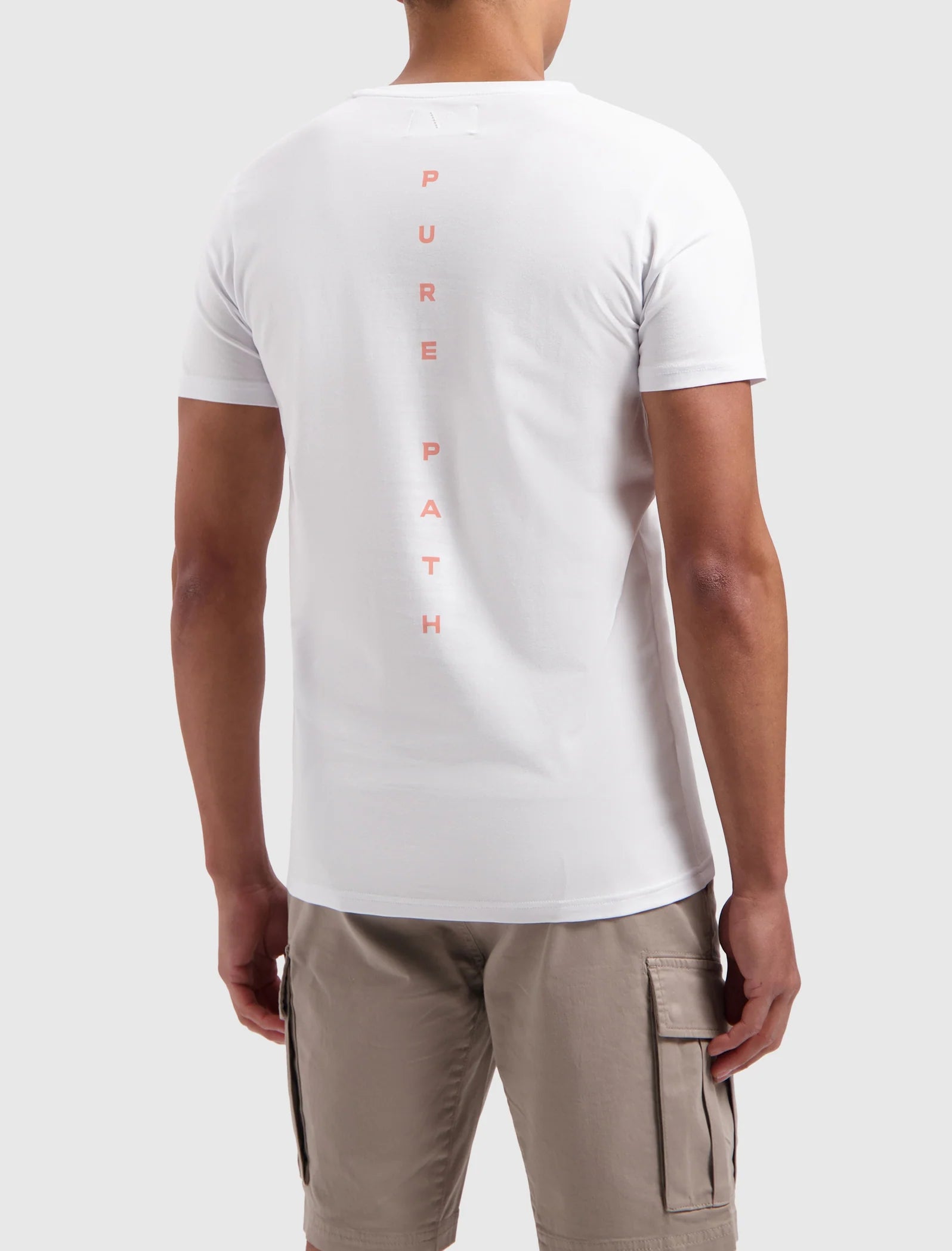 Pure Path Vertical Wordmark Back Print T-shirt Wit