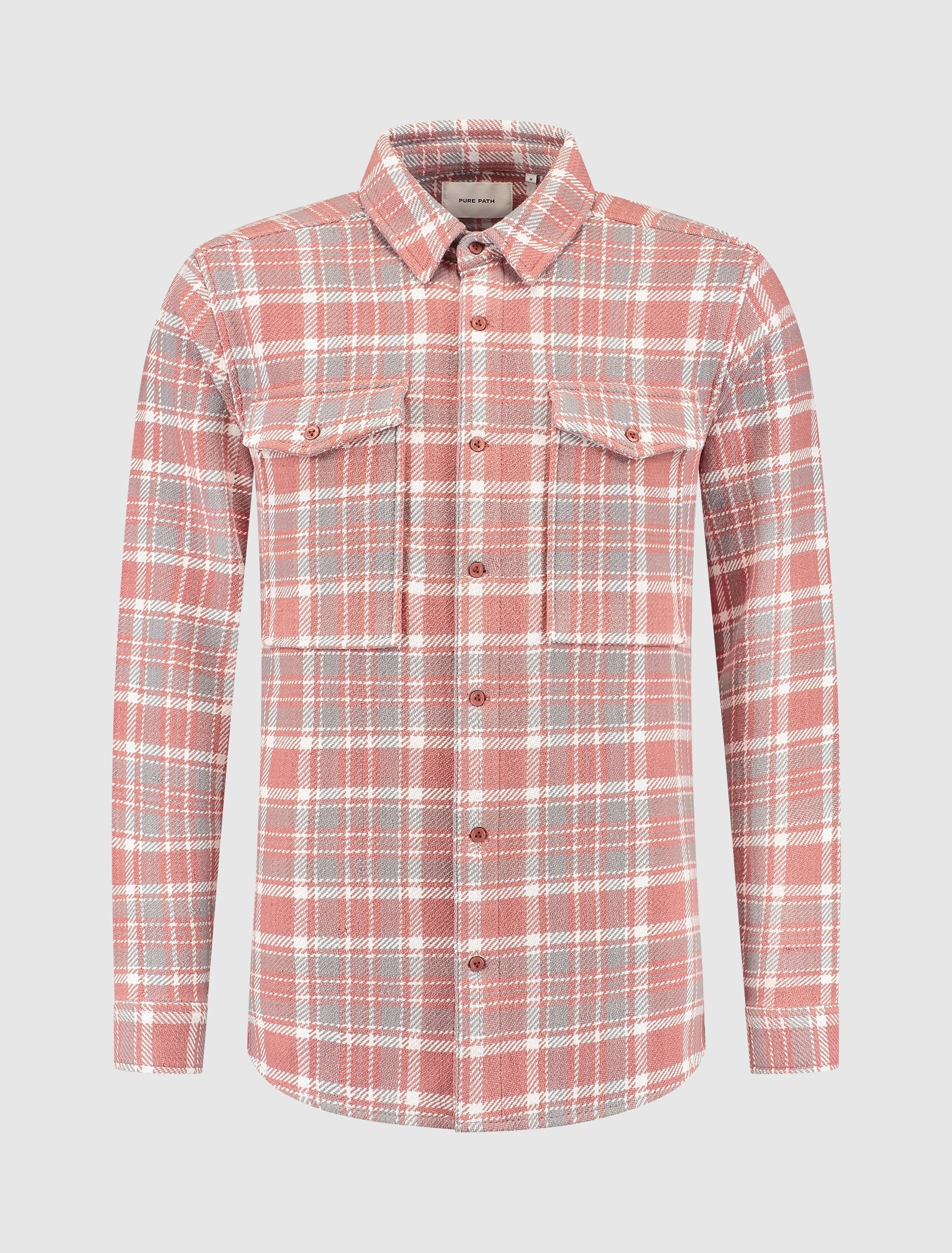 Pure Path Checked Shirt- Dark Peach