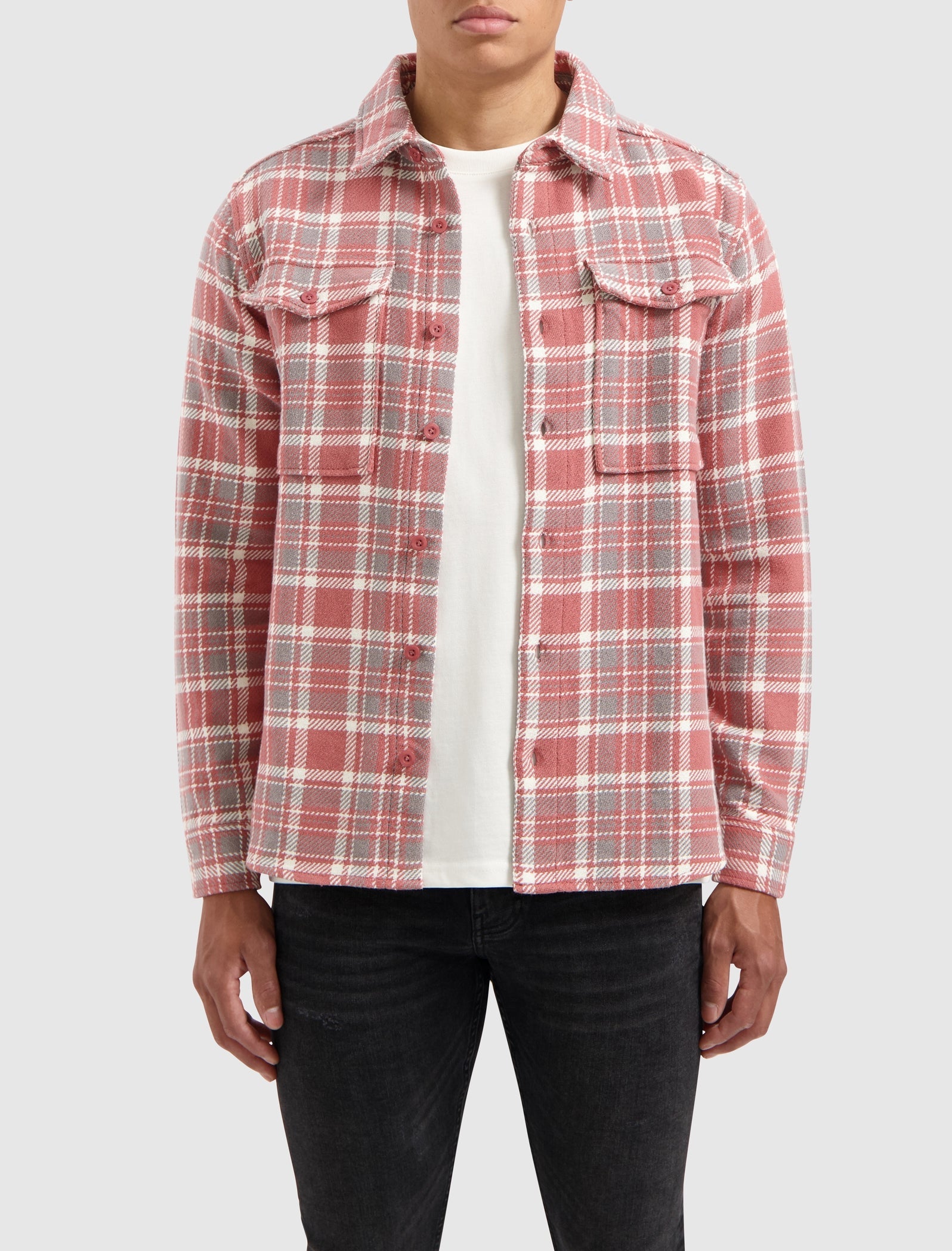 Pure Path Checked Shirt- Dark Peach