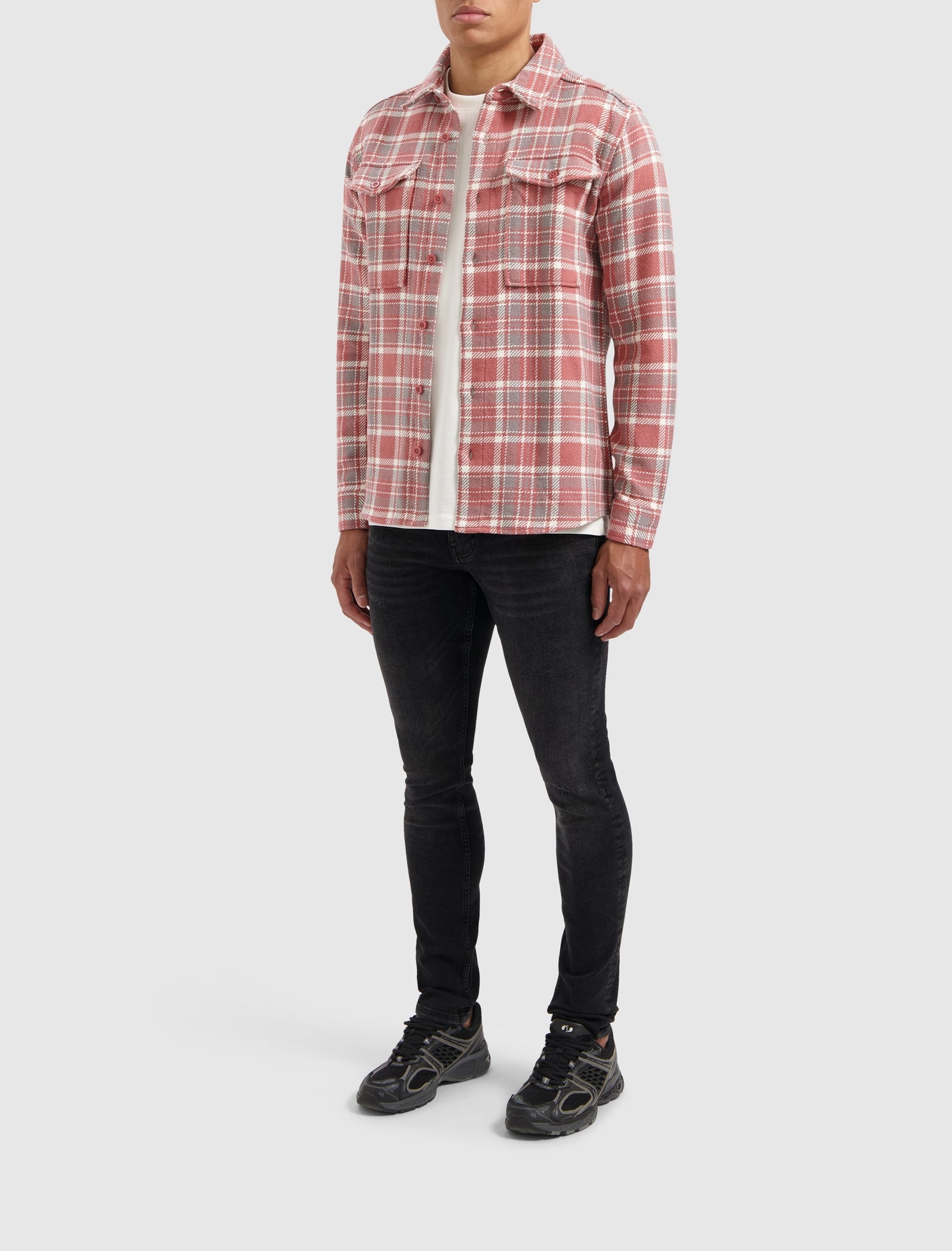 Pure Path Checked Shirt- Dark Peach