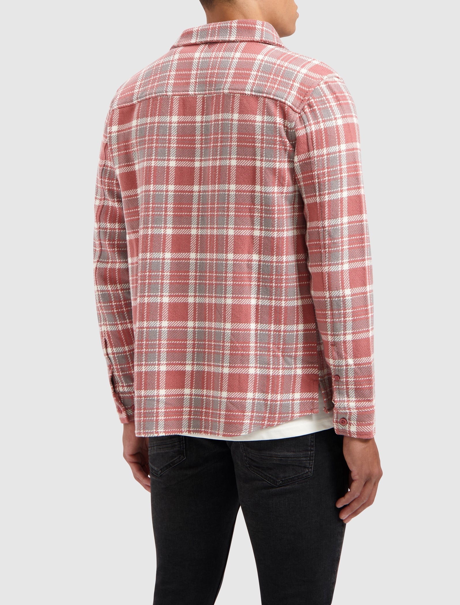 Pure Path Checked Shirt- Dark Peach