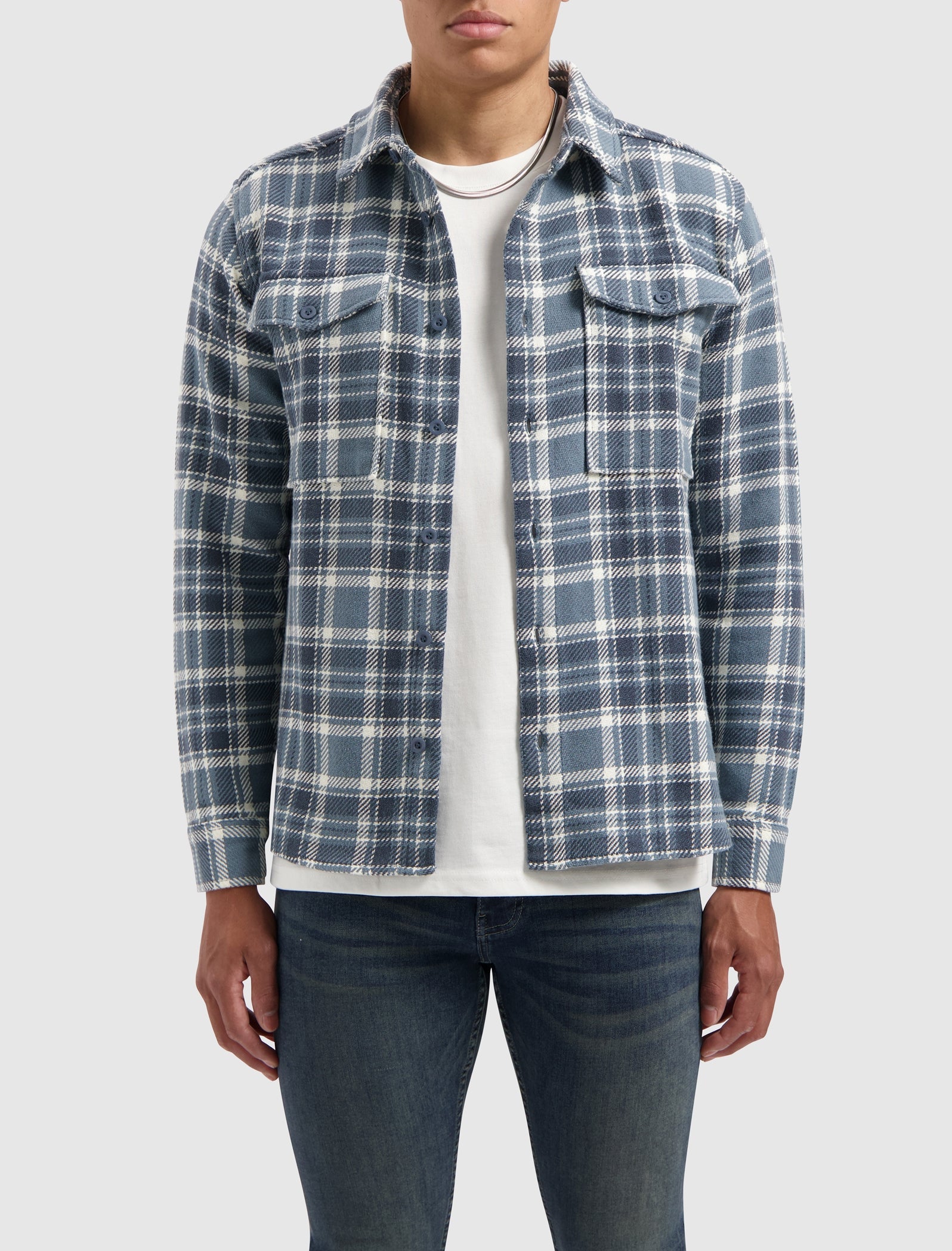 Pure Path Checked Shirt- Blue