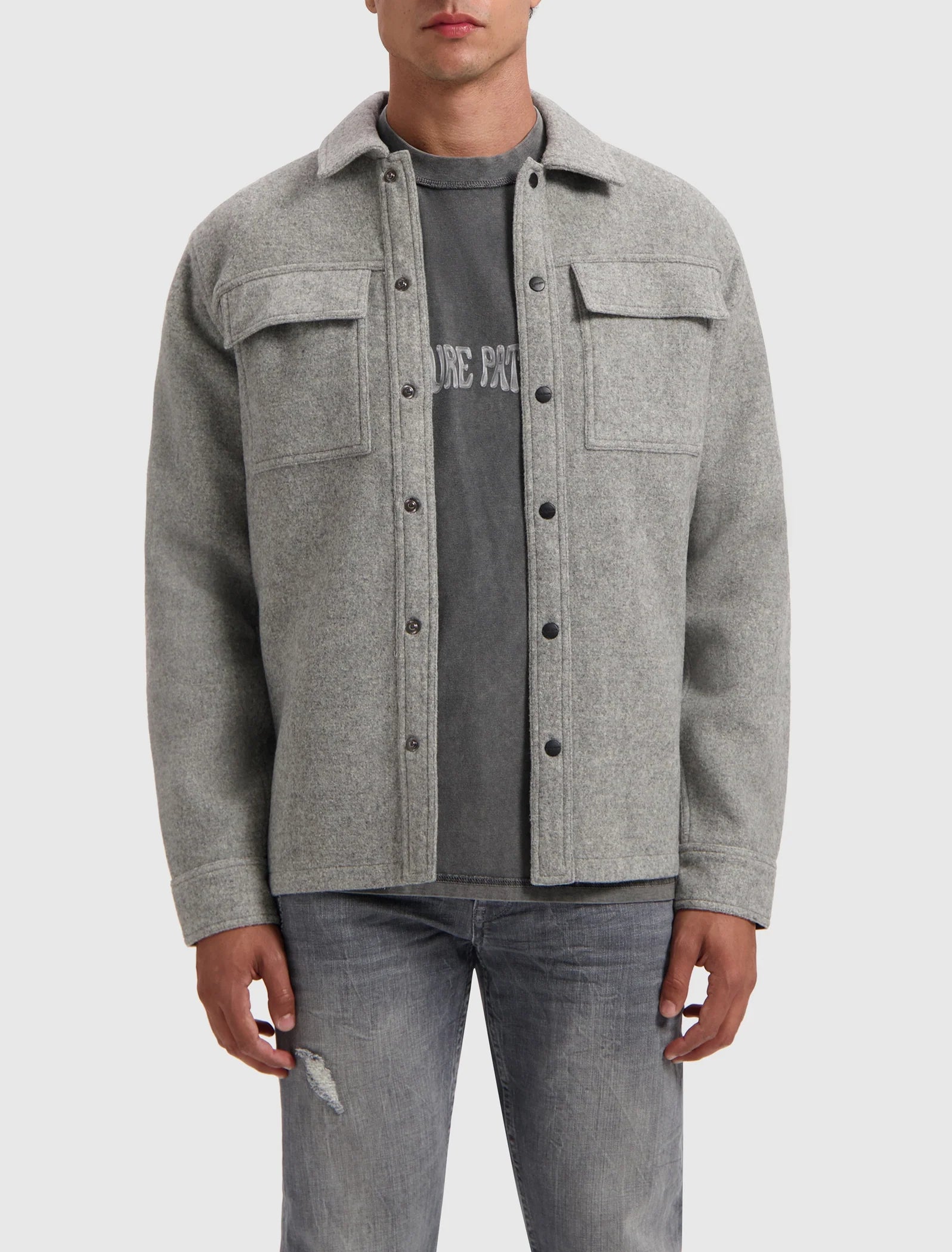 Pure Path Flannel Overshirt- Grey