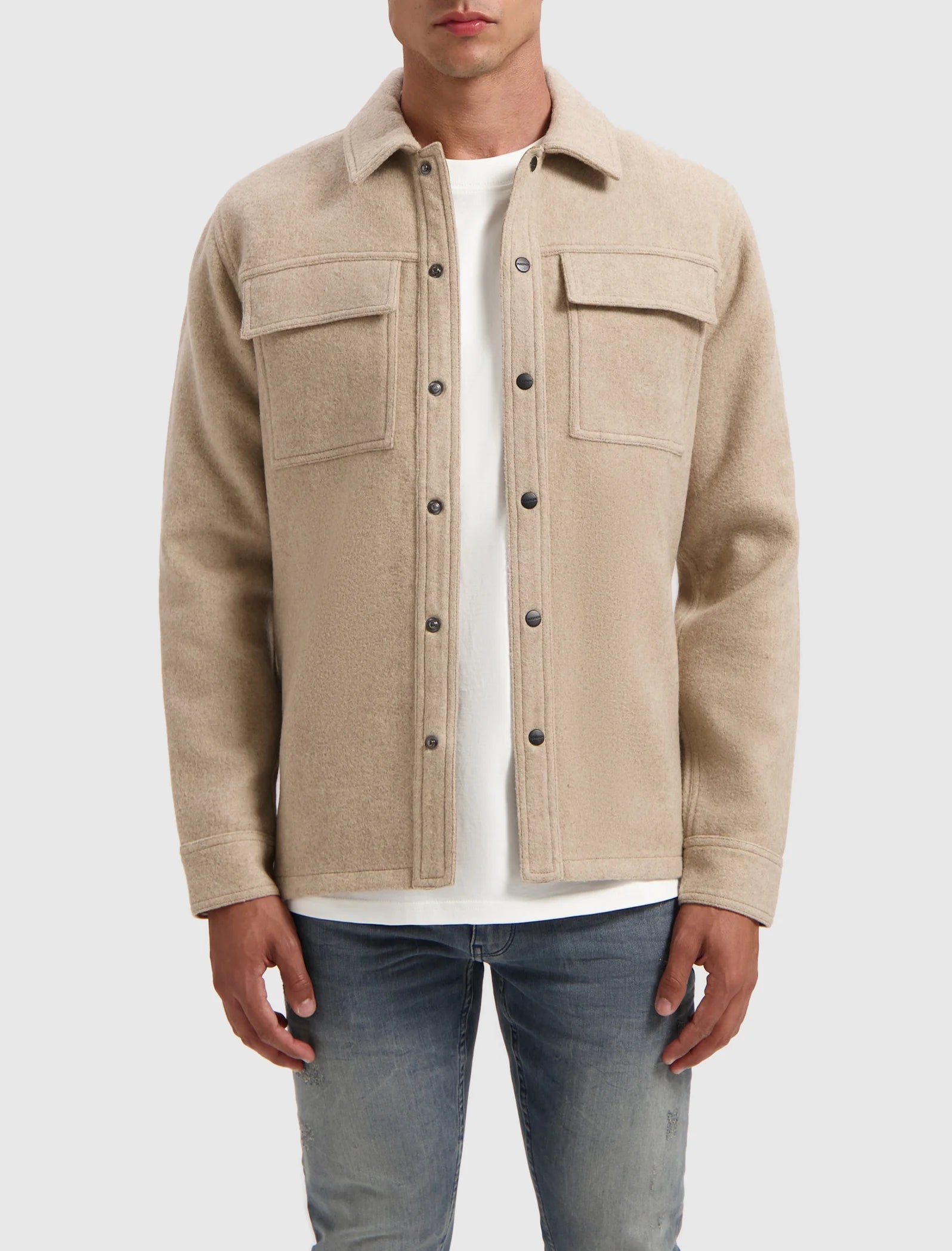 Pure Path Flannel Overshirt- Sand