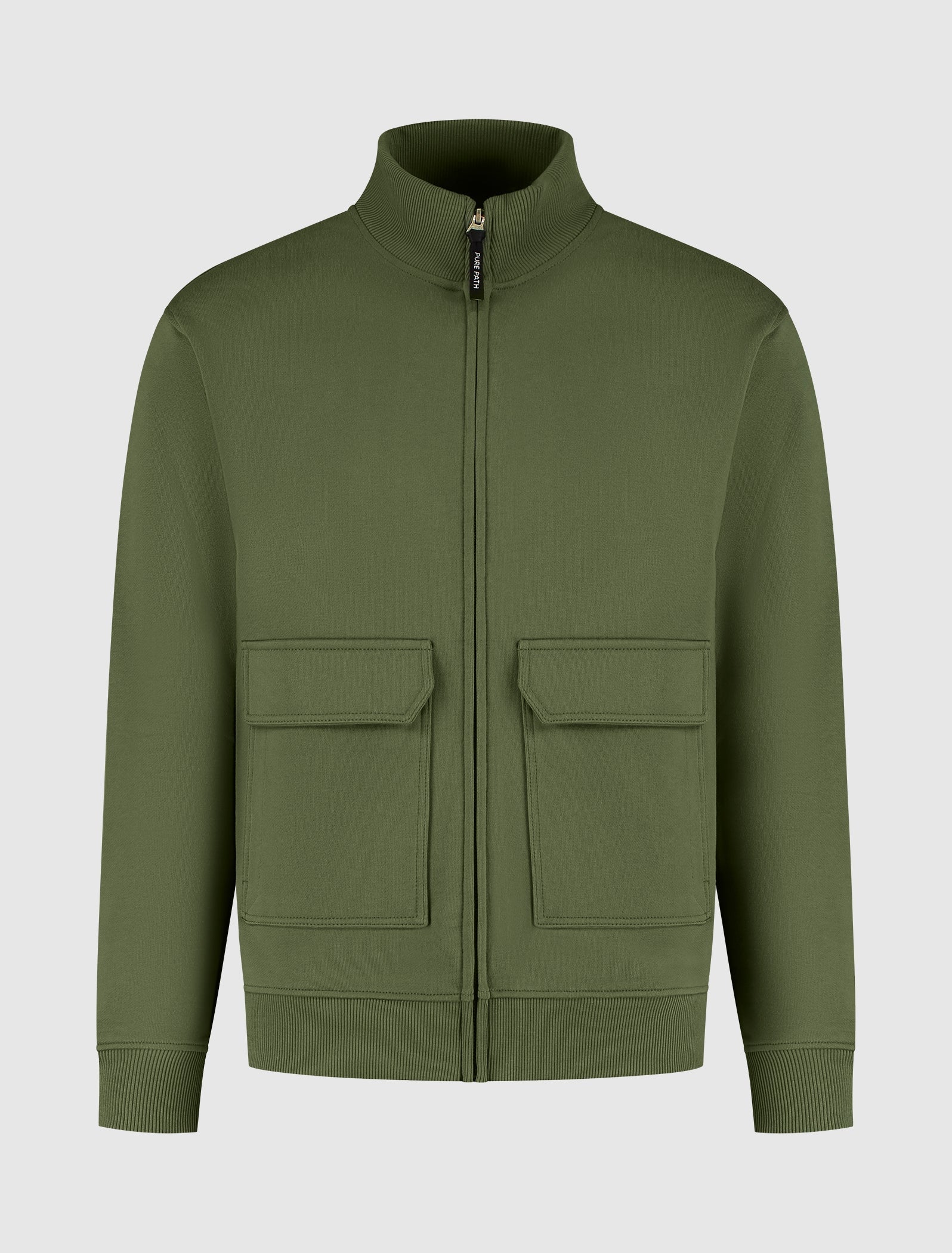 Pure Path Utility Zip-Up Sweater- Army