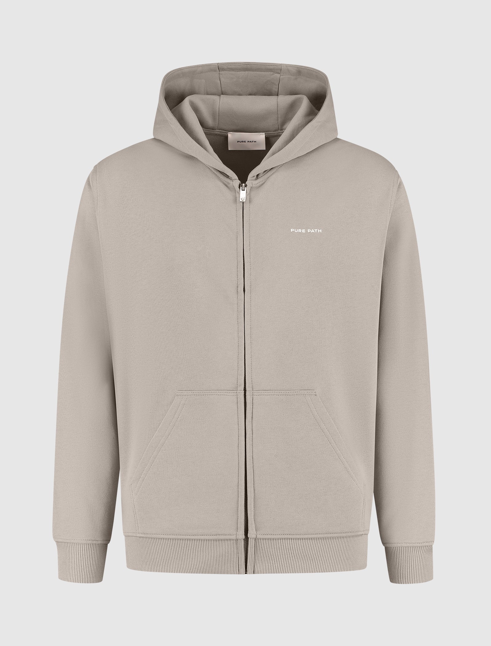 Pure Path Signature Zip-Up Hoodie- Taupe