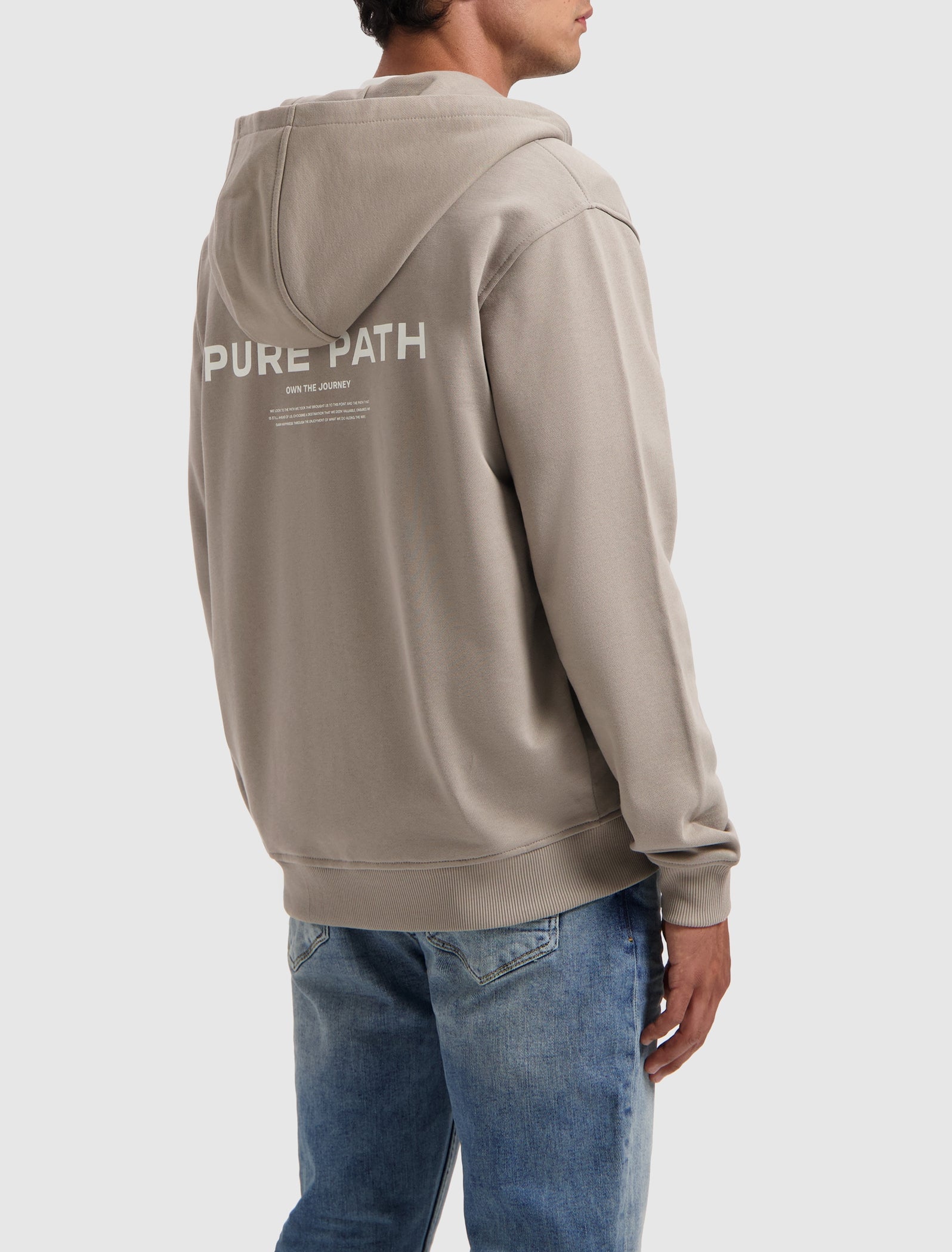 Pure Path Signature Zip-Up Hoodie- Taupe