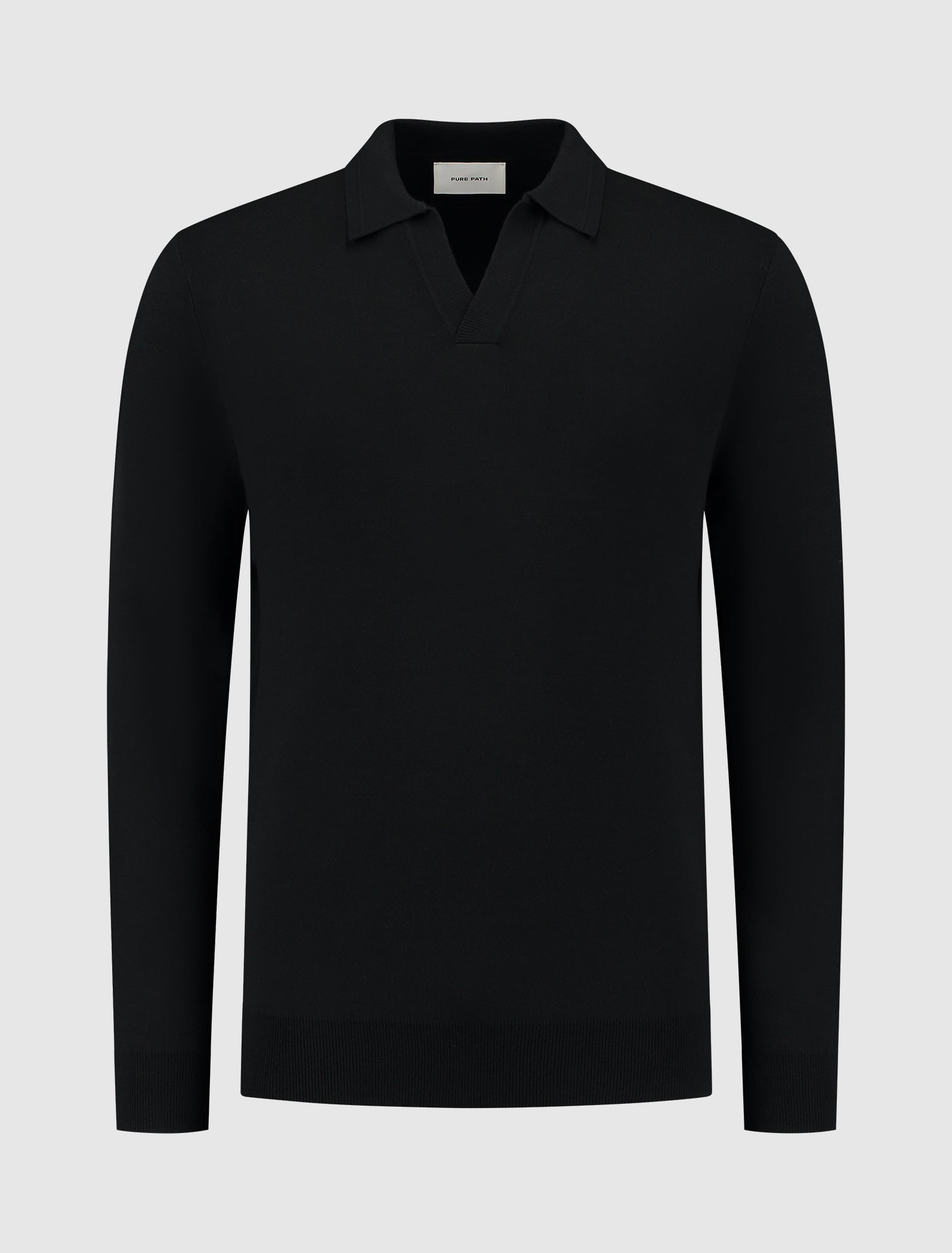 Pure Path Buttonless Polo Knitwear- Black