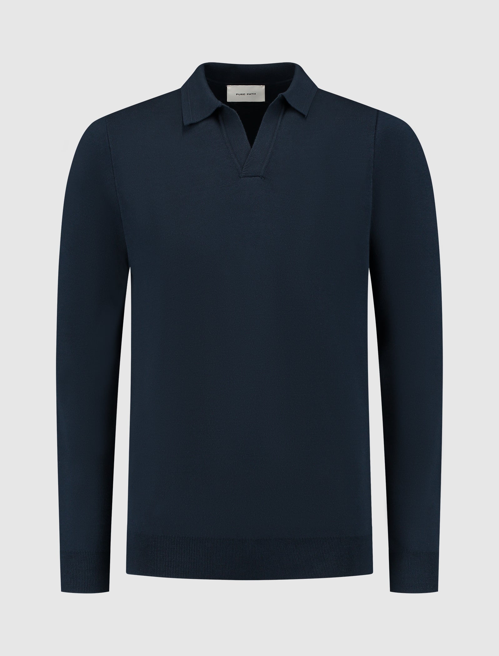 Pure Path Buttonless Polo Knitwear- Navy