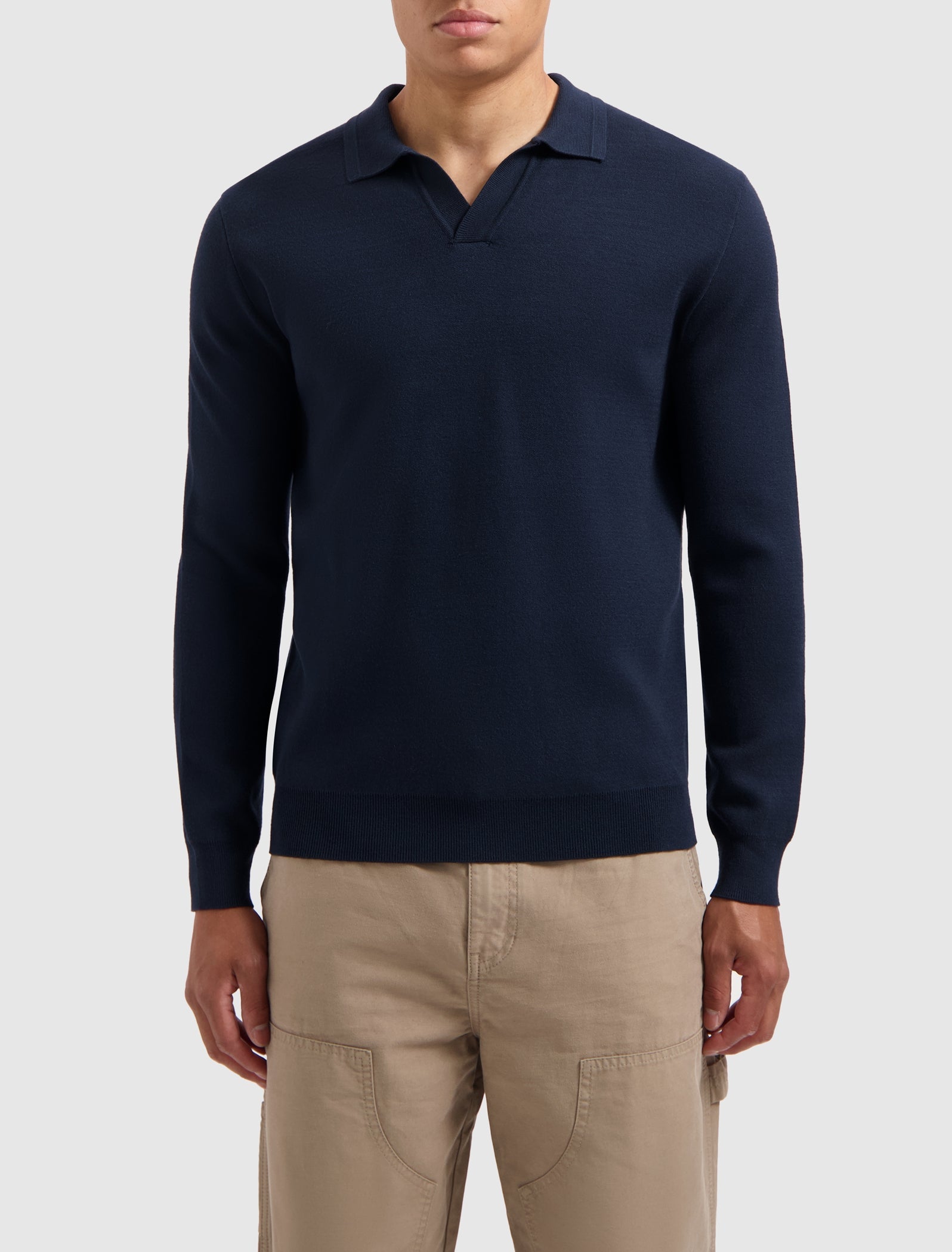 Pure Path Buttonless Polo Knitwear- Navy