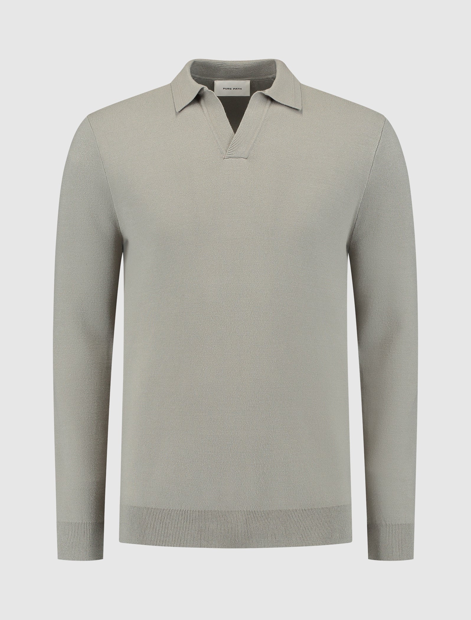 Pure Path Buttonless Polo Knitwear- Taupe