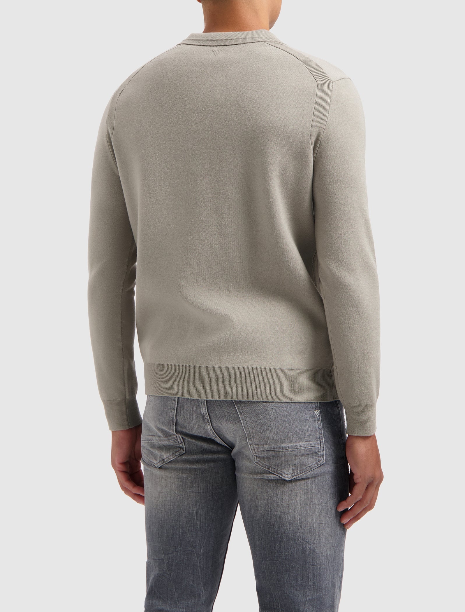 Pure Path Buttonless Polo Knitwear- Taupe