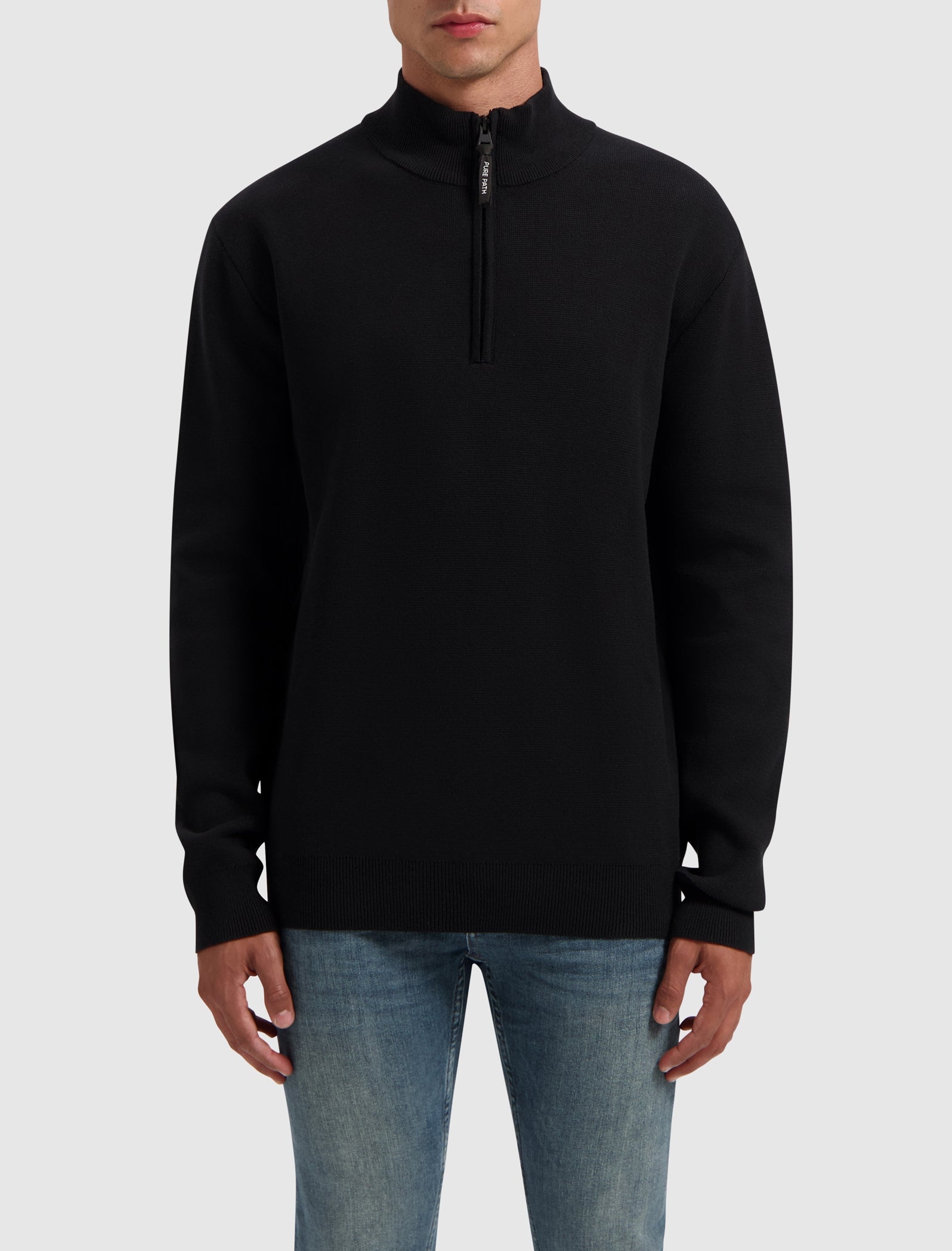 Pure Path Oversized Halfzip Knitwear- Black