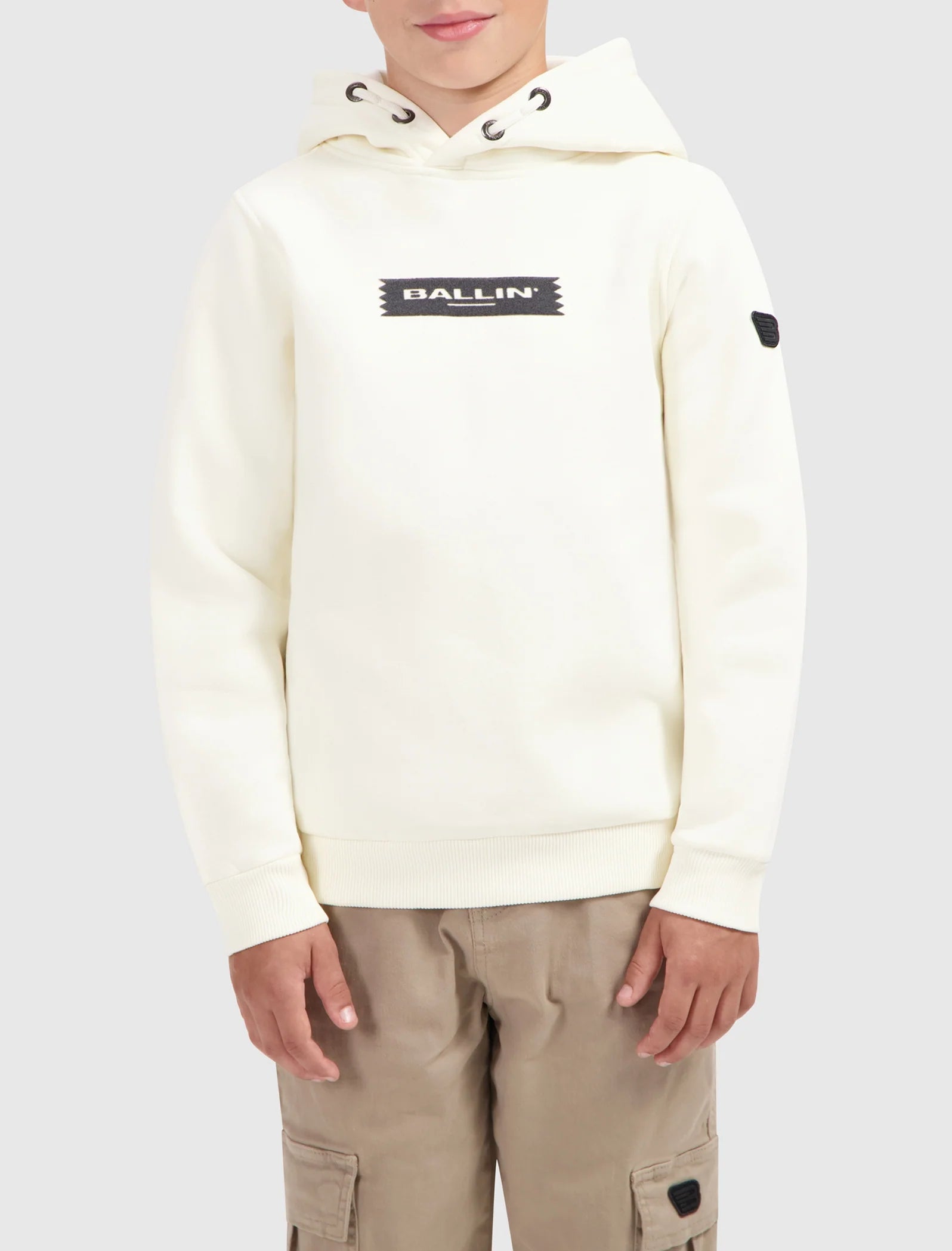 Ballin Junior Die-Cut Flock Hoodie- Off White