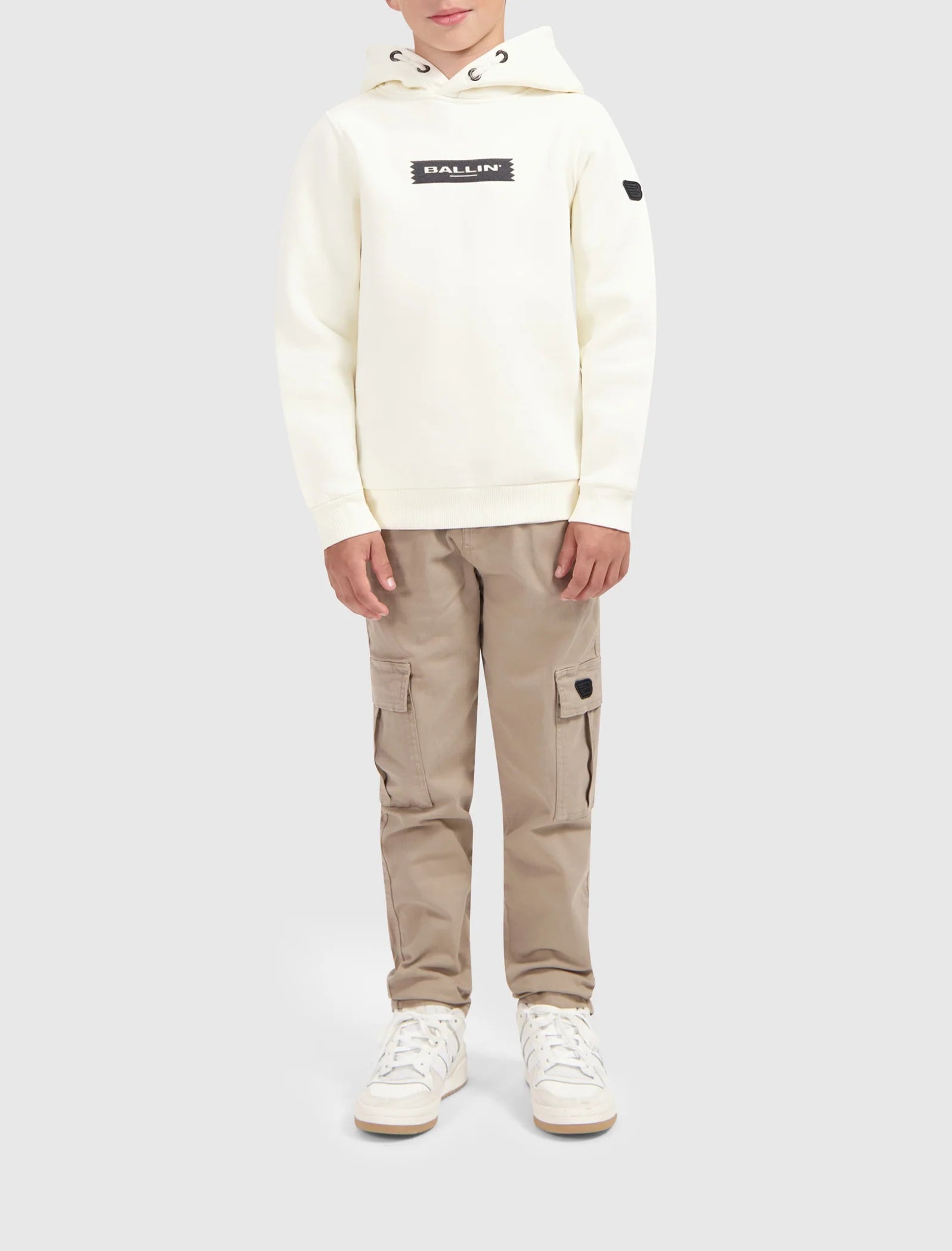 Ballin Junior Die-Cut Flock Hoodie- Off White