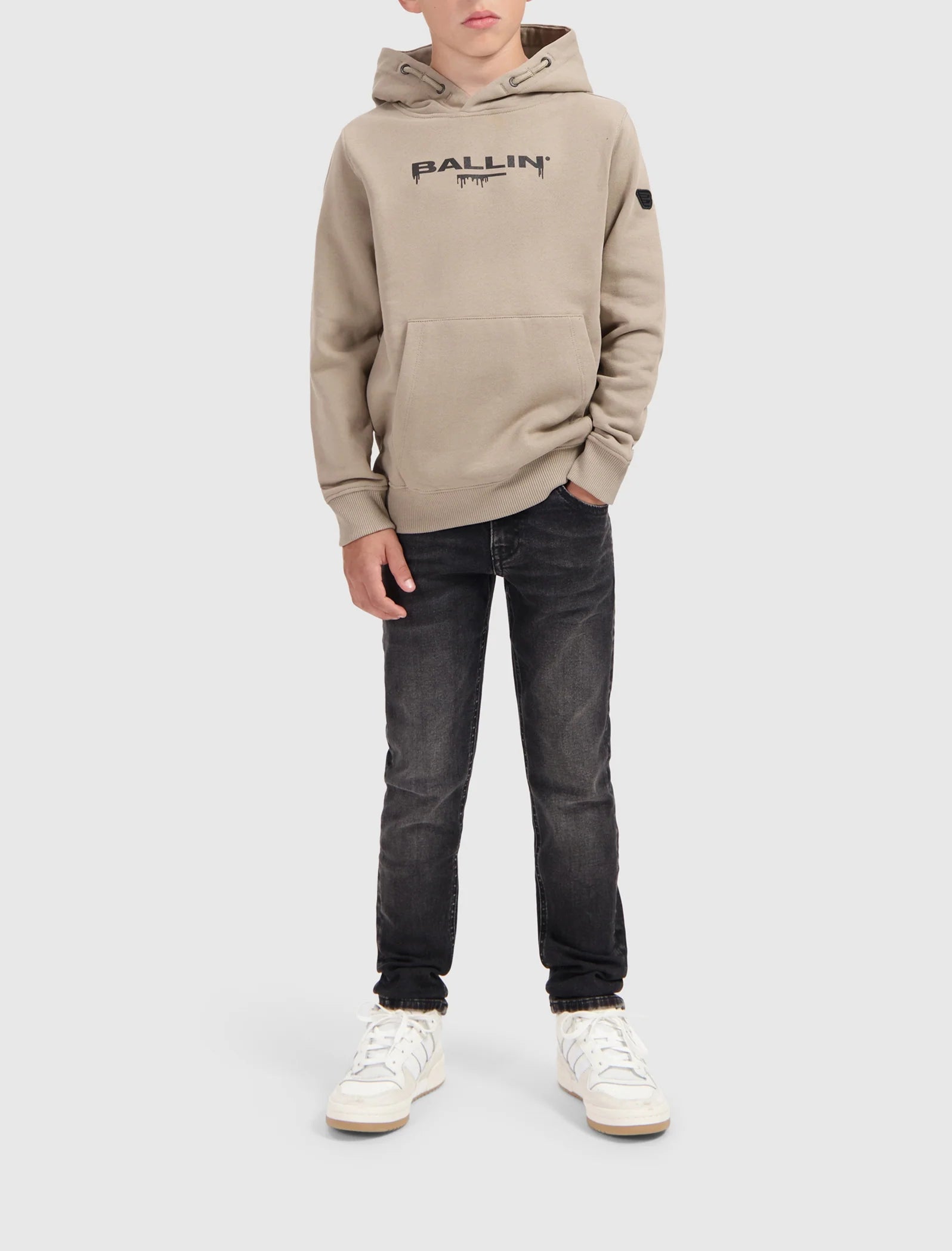 Ballin Junior Dripping Logo Hoodie- Taupe