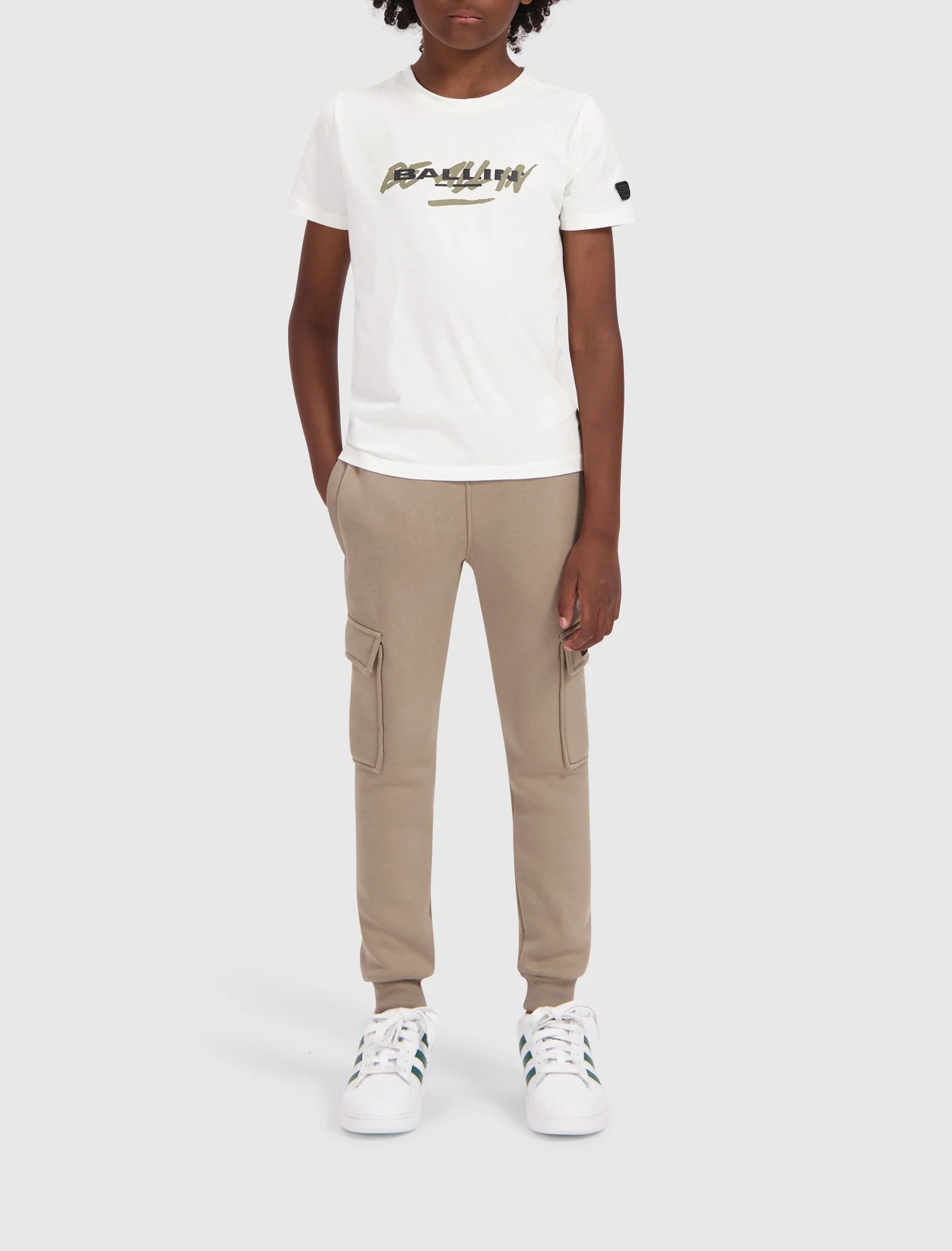 Ballin Junior Logo Badge Cargo Sweatpants- Taupe