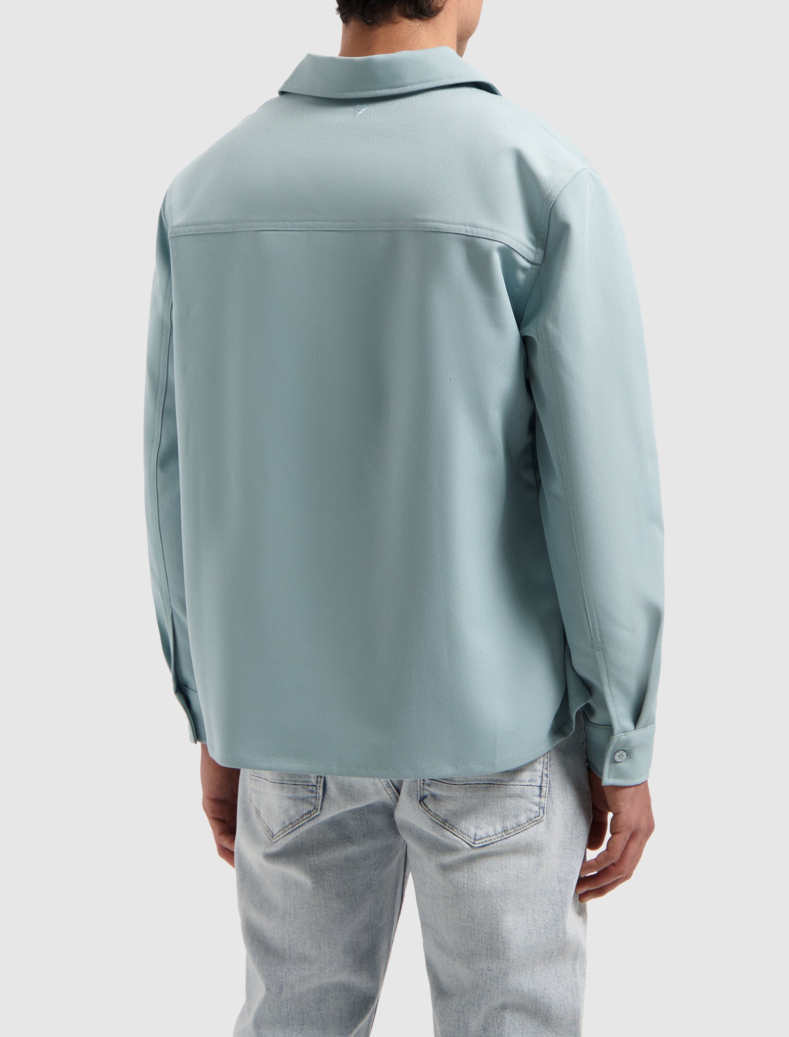 Pure Path Cursive Embroidery Shirt- Blue Grey