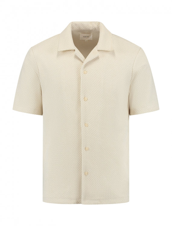 Pure Path Short Sleeve Honeycomb Shirt- Ecru