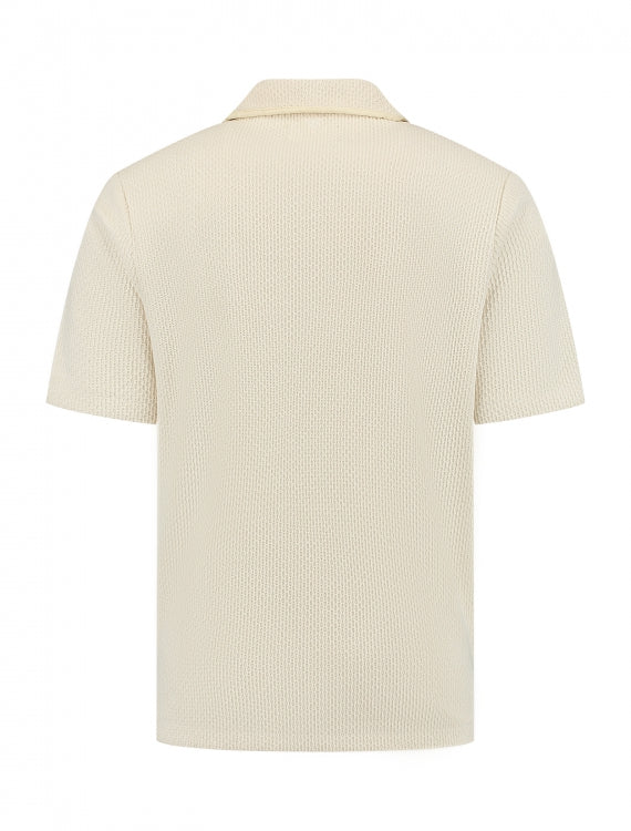 Pure Path Short Sleeve Honeycomb Shirt- Ecru