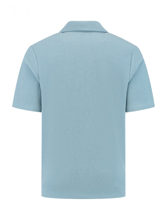 Pure Path Short Sleeve Honeycomb Shirt- Blue Grey