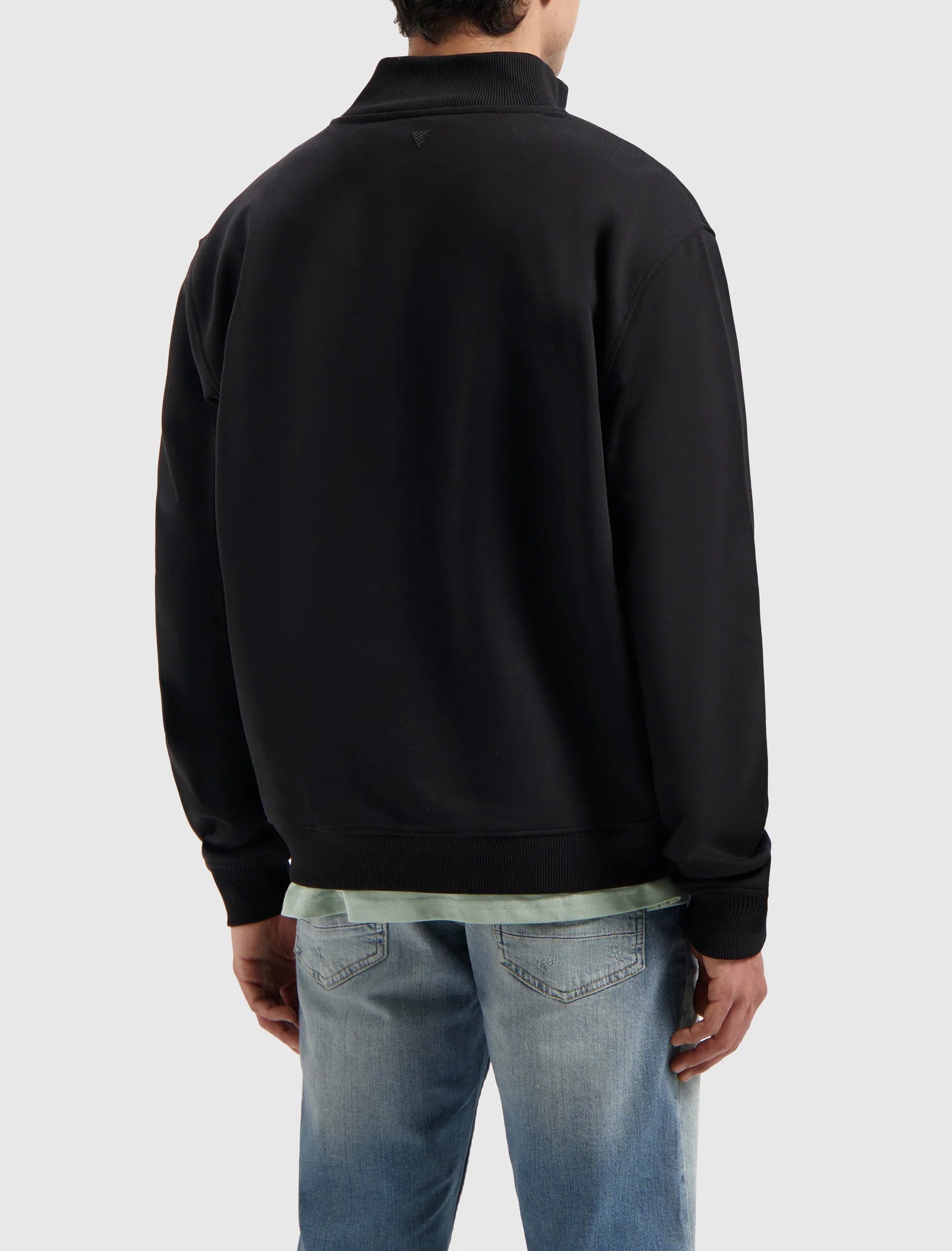 Pure path Stand-Up Collar Zip Sweater Black