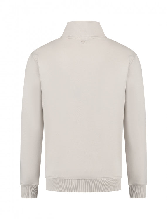 Pure Path Embroidery Half-Zip Sweater- Sand