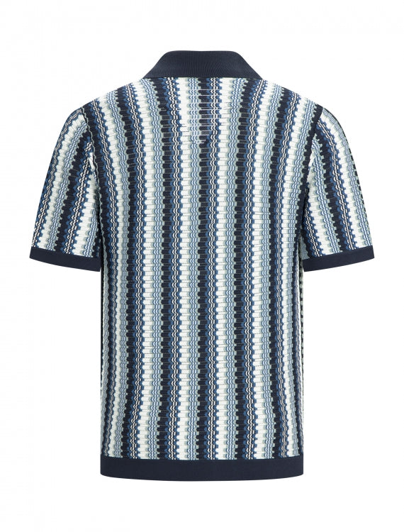 Pure Path Ajour Knitwear Shirt- Navy