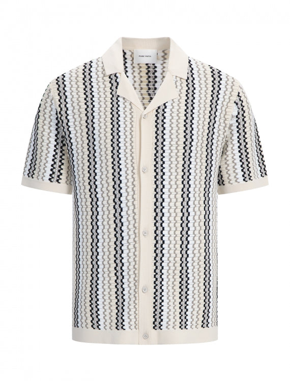 Pure Path Ajour Knitwear Shirt- Sand