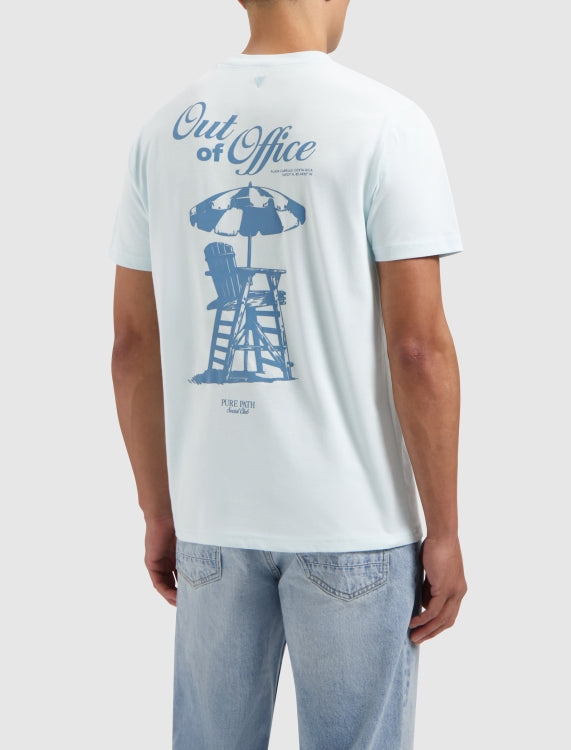 Pure Path Vacation Mode On T-shirt- Light Blue