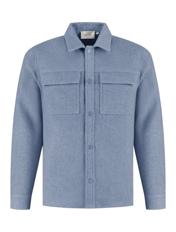 Pure Path Flannel Overshirt- Mid Blue