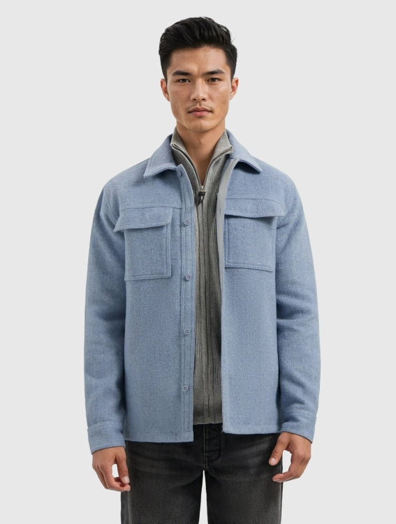 Pure Path Flannel Overshirt- Mid Blue