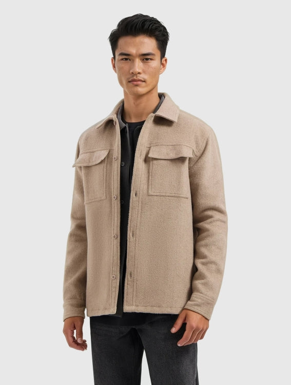 Pure Path Flannel Overshirt- Taupe