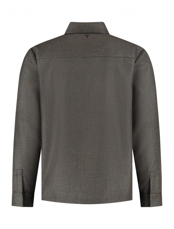 Pure Path Oxford Melange Overshirt- Dark Brown