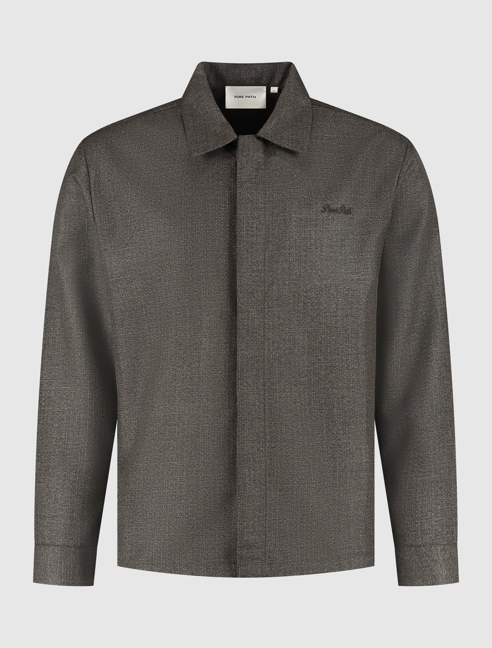 Pure Path Oxford Melange Overshirt- Dark Brown